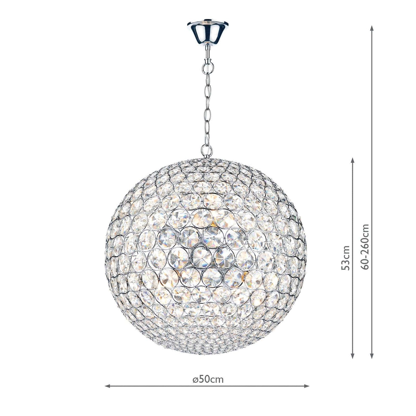 dar lighting Fiesta 8 Light 50CM Pendant Polished Chrome FIE0850