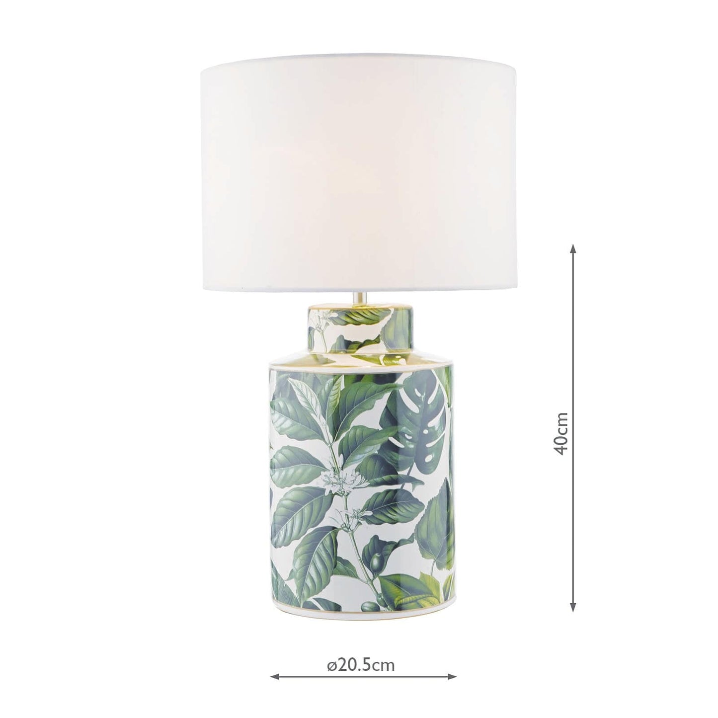 dar lighting Filip Table Lamp Green Leaf Print Base Only FIL4224