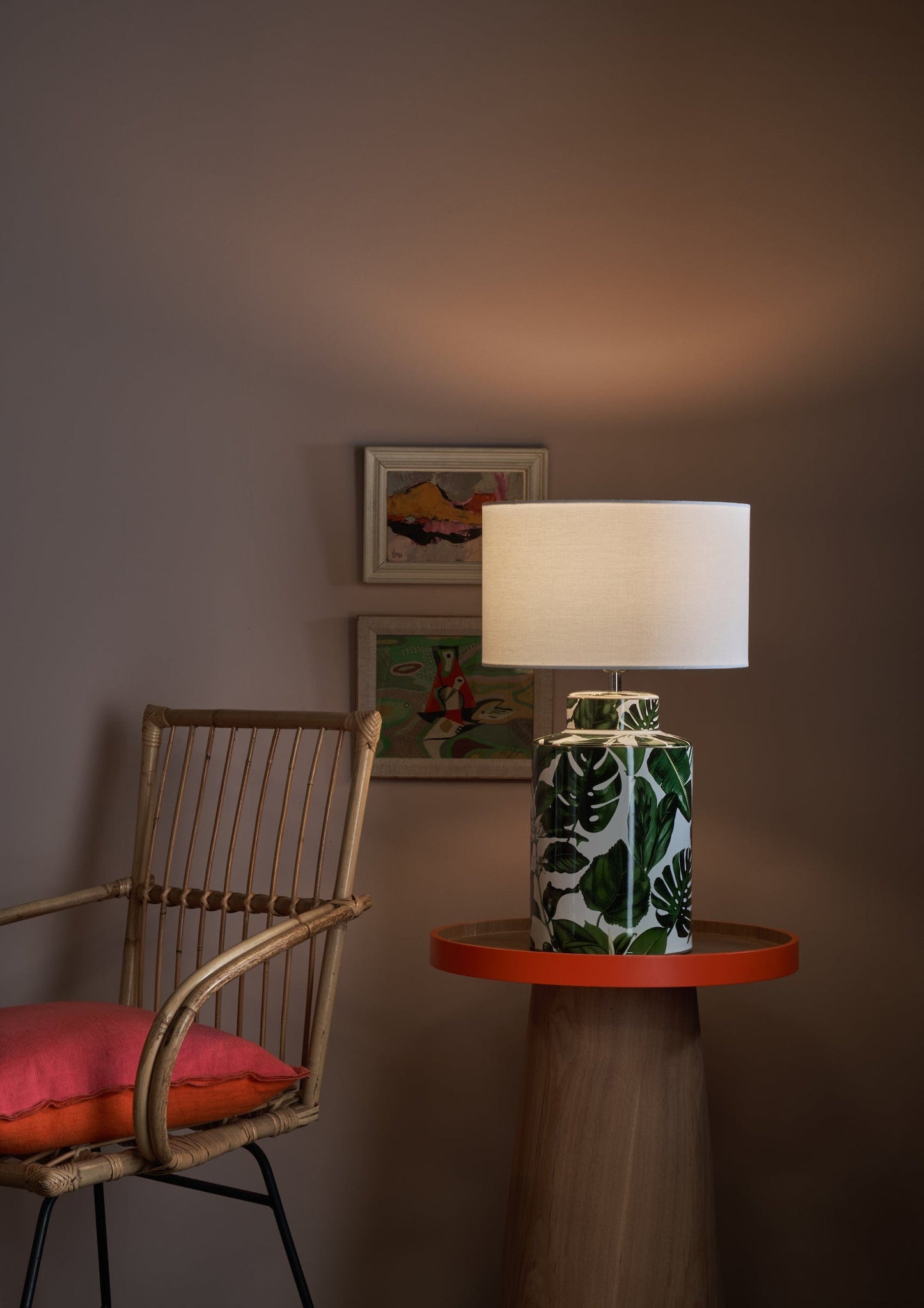 dar lighting Filip Table Lamp Green Leaf Print Base Only FIL4224