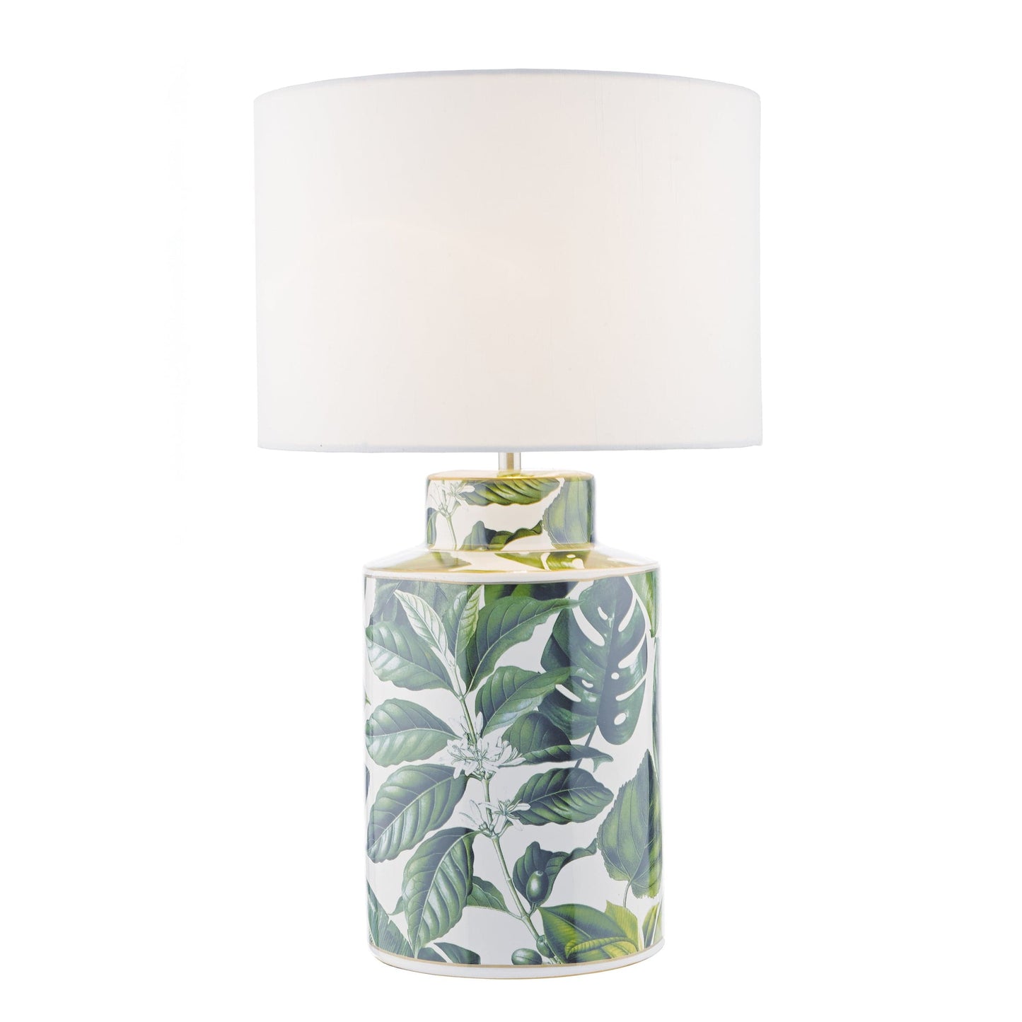 dar lighting Filip Table Lamp Green Leaf Print Base Only FIL4224