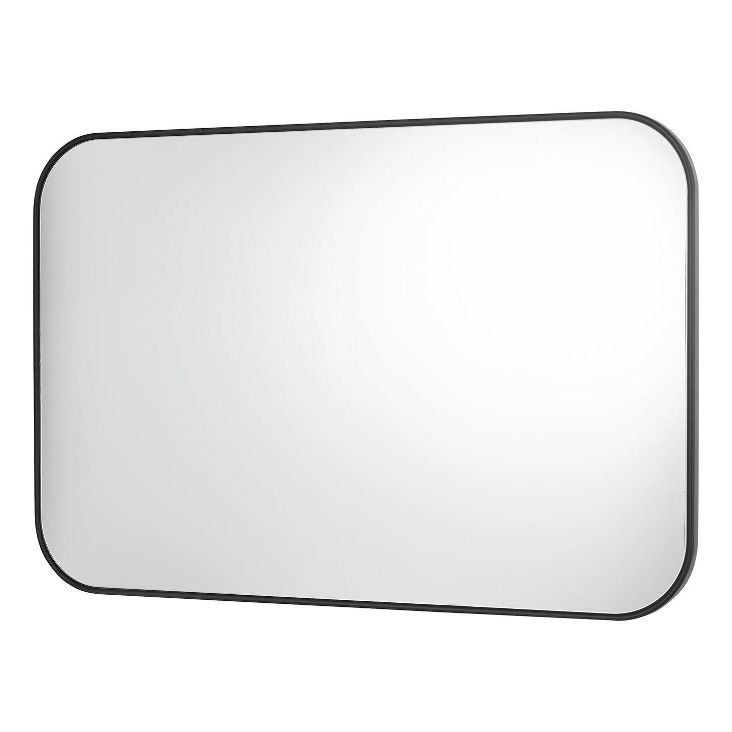 dar lighting Firuz Rectangle Mirror Thin Matt Black Frame 90 X 60cm 002FIR9060