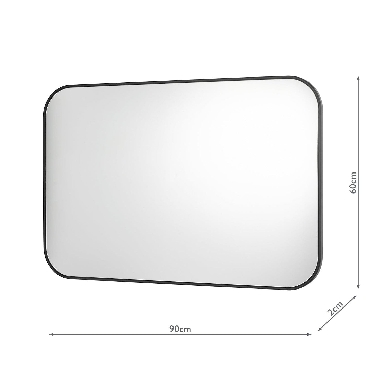 dar lighting Firuz Rectangle Mirror Thin Matt Black Frame 90 X 60cm 002FIR9060