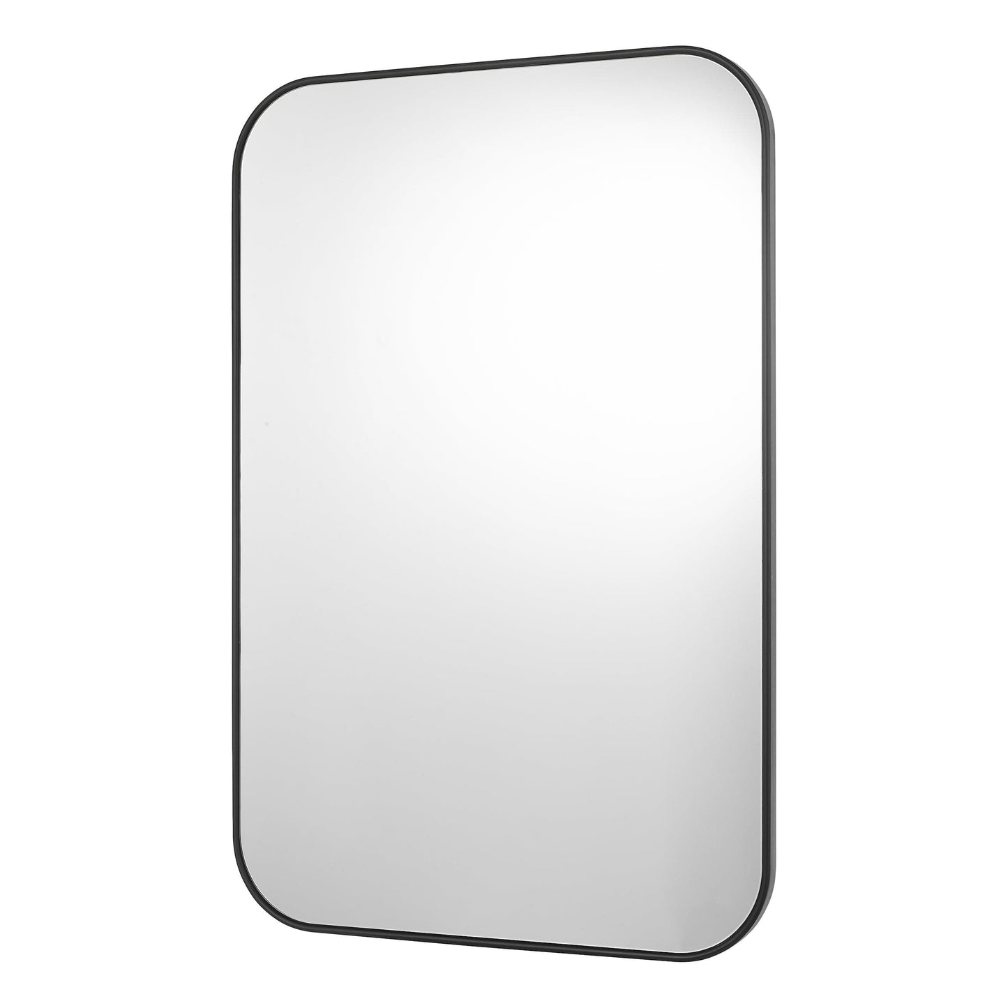 dar lighting Firuz Rectangle Mirror Thin Matt Black Frame 90 X 60cm 002FIR9060