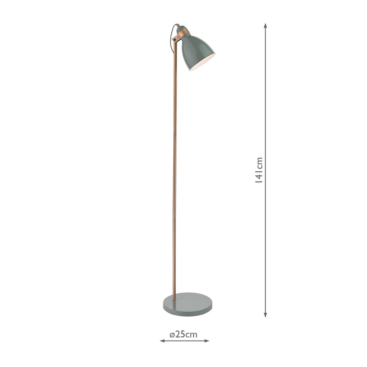 dar lighting Frederick Task Floor Lamp Grey & Copper FRE4939