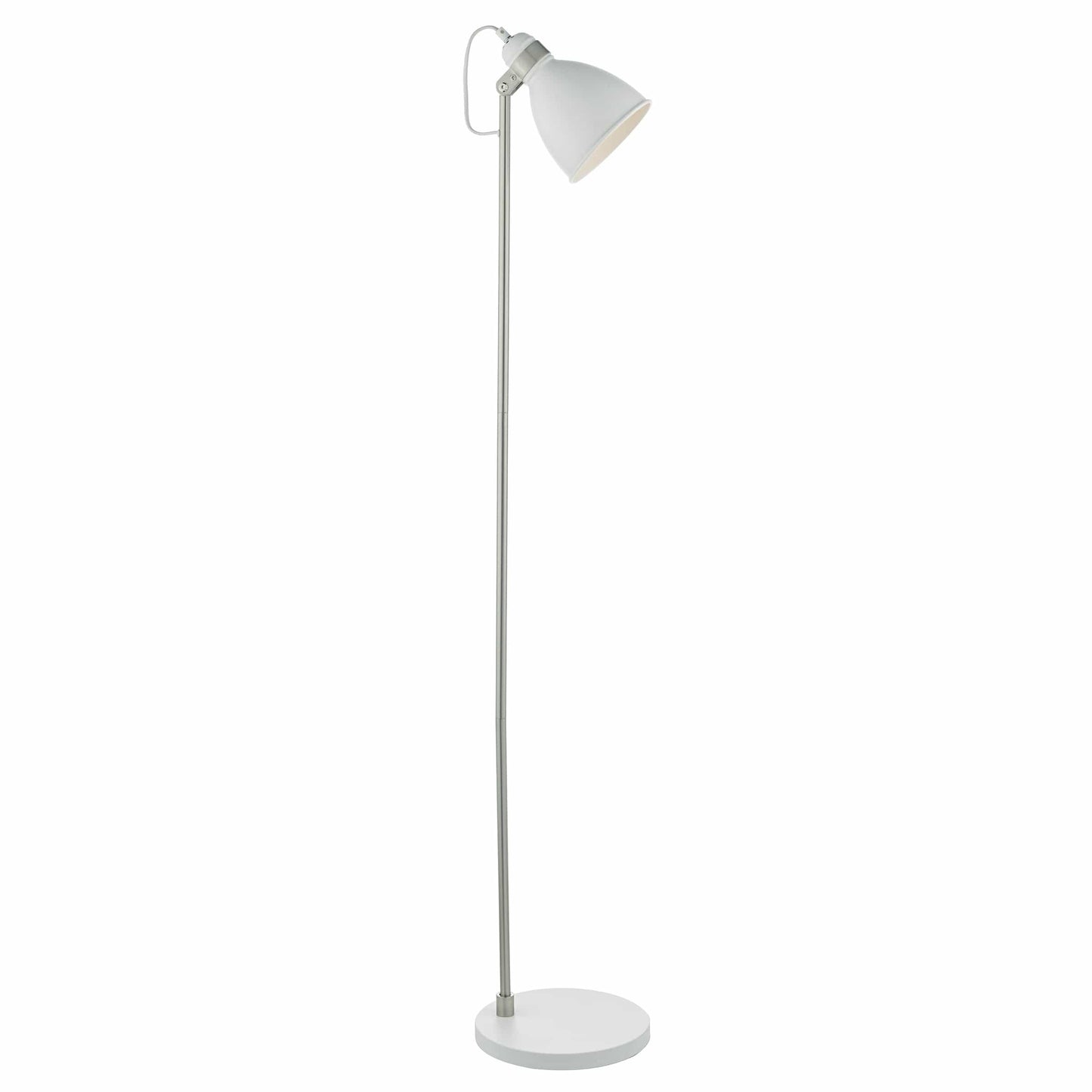 dar lighting Frederick Task Floor Lamp White & Satin Chrome FRE4902