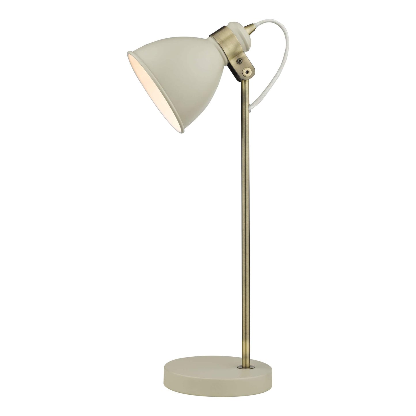 dar lighting Frederick Task Table Lamp Cream Antique Brass FRE4233