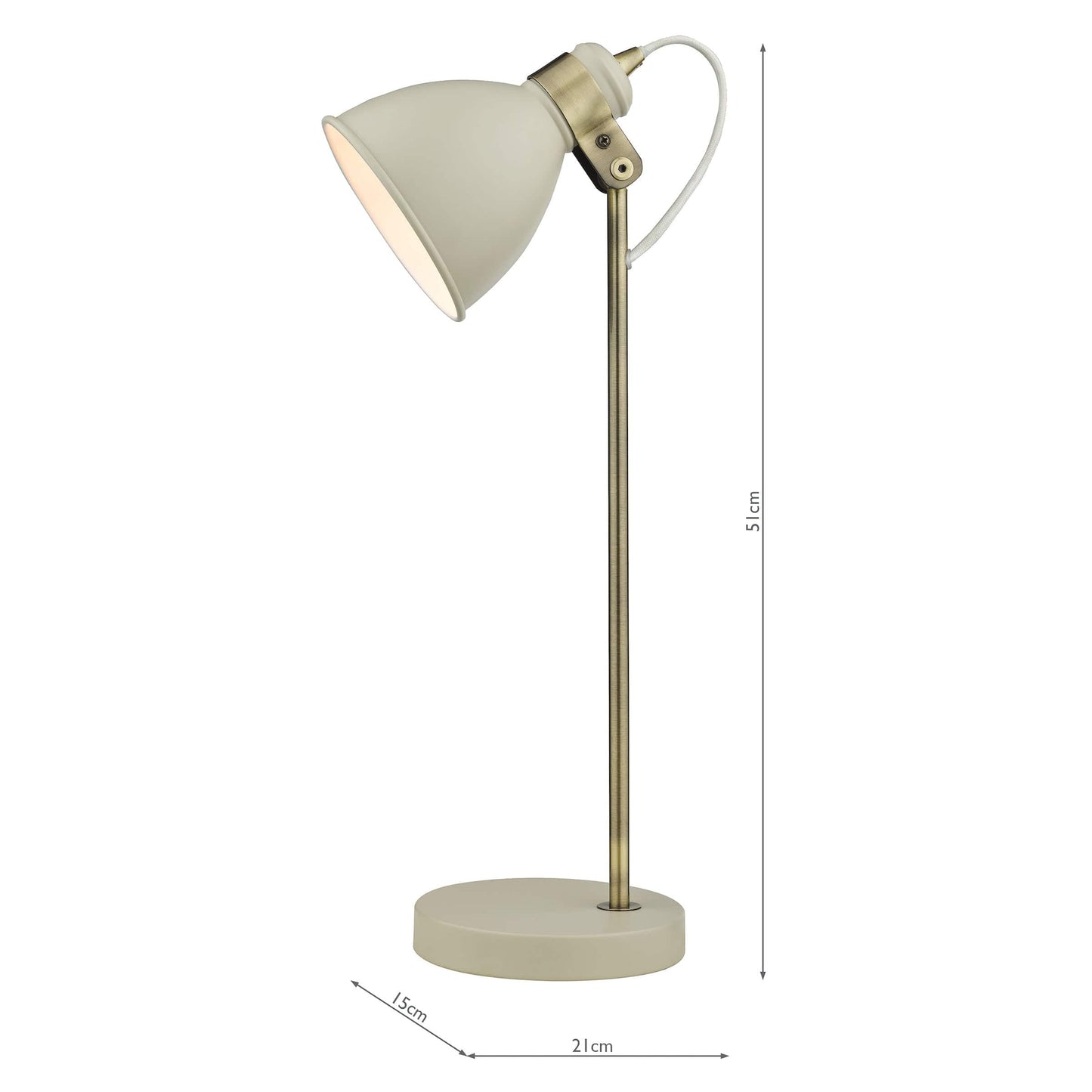 dar lighting Frederick Task Table Lamp Cream Antique Brass FRE4233