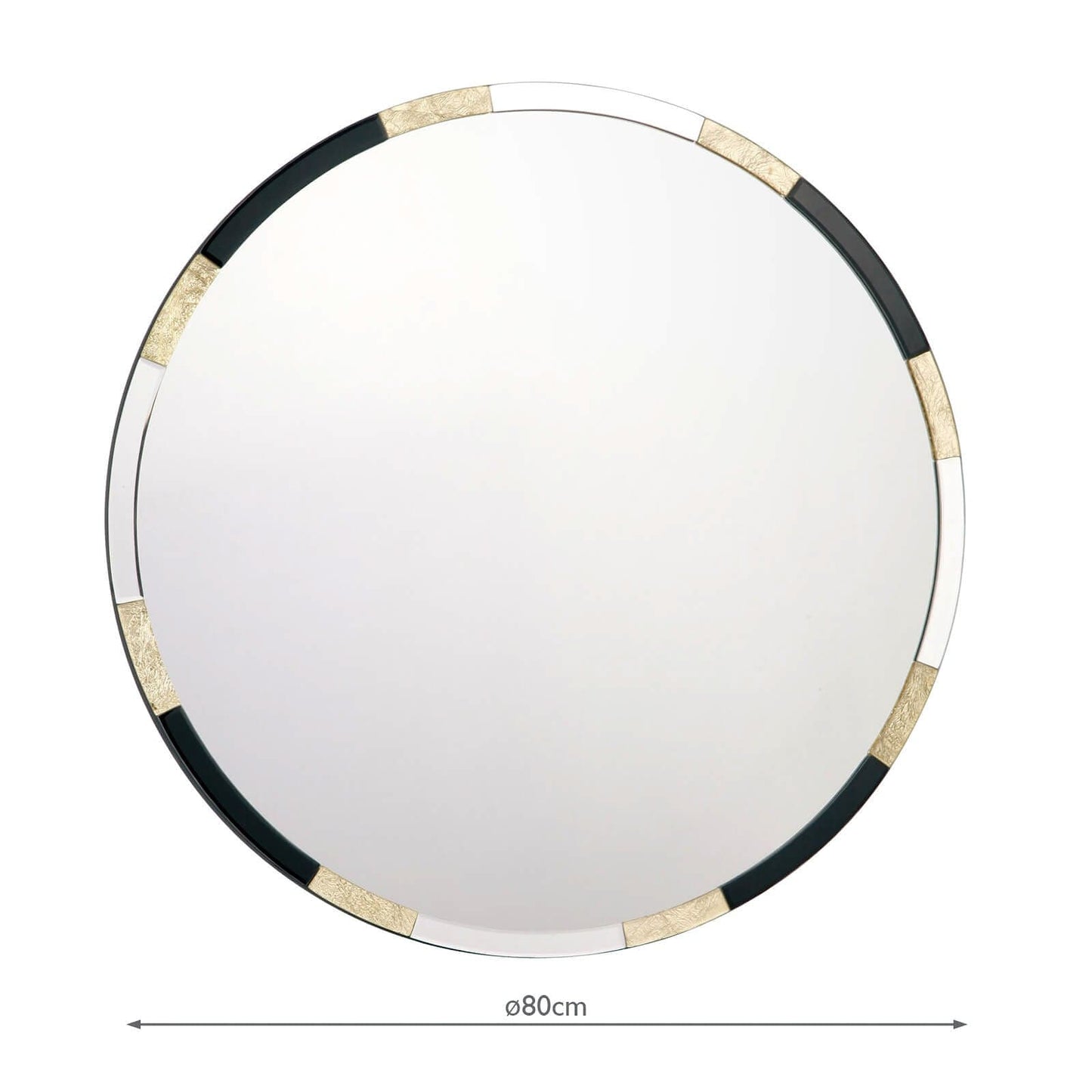 dar lighting Gadany Round Gold Leaf And Black Glass Mirror 80cm 002GAD80