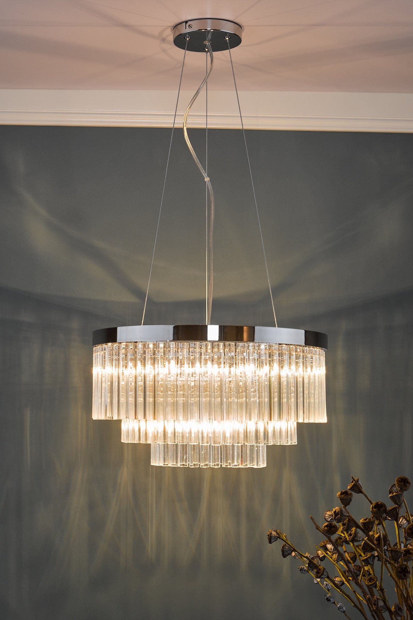 dar lighting Giovana 5 Light Pendant Polished Chrome Clear Glass GIO0508
