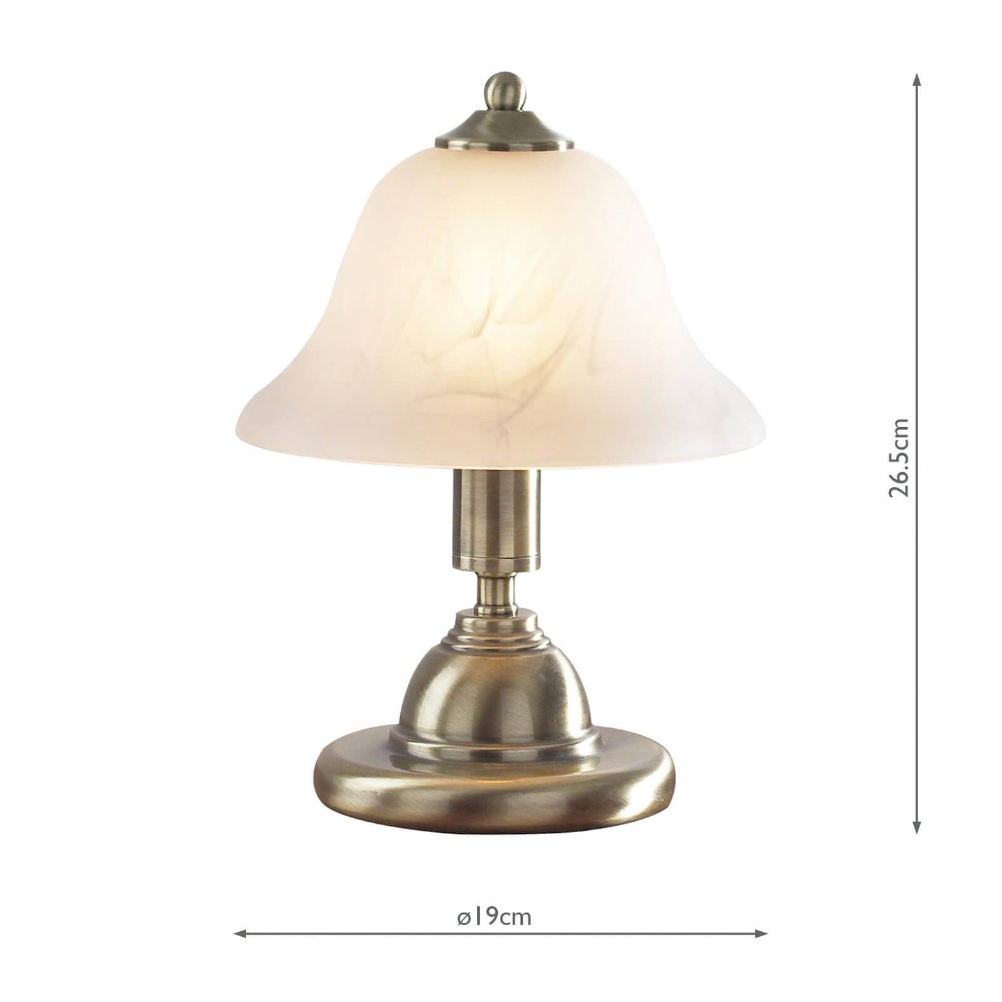 dar lighting Gloucester Touch Table Lamp Antique Brass & Glass Shade - Twin Pack GLO4075