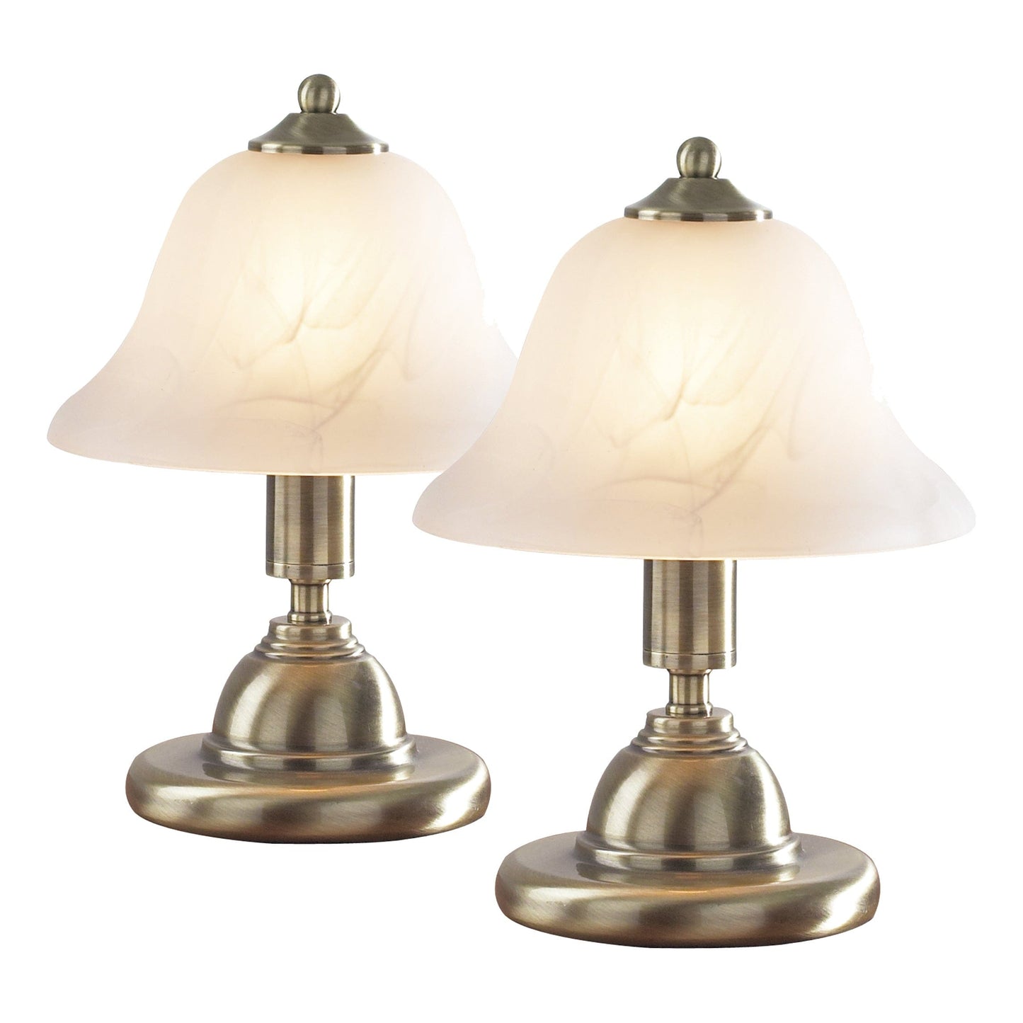 dar lighting Gloucester Touch Table Lamp Antique Brass & Glass Shade - Twin Pack GLO4075