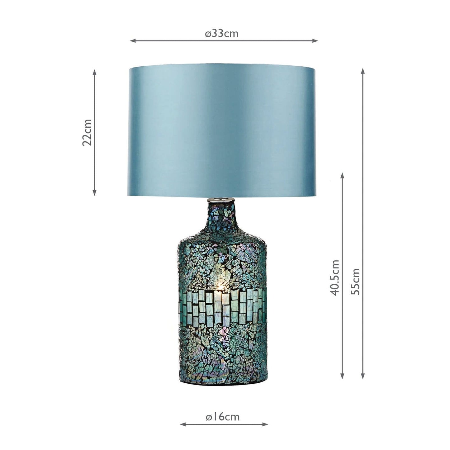dar lighting Guru Table Lamp Blue Mosaic Dual Source With Shade GUR4223