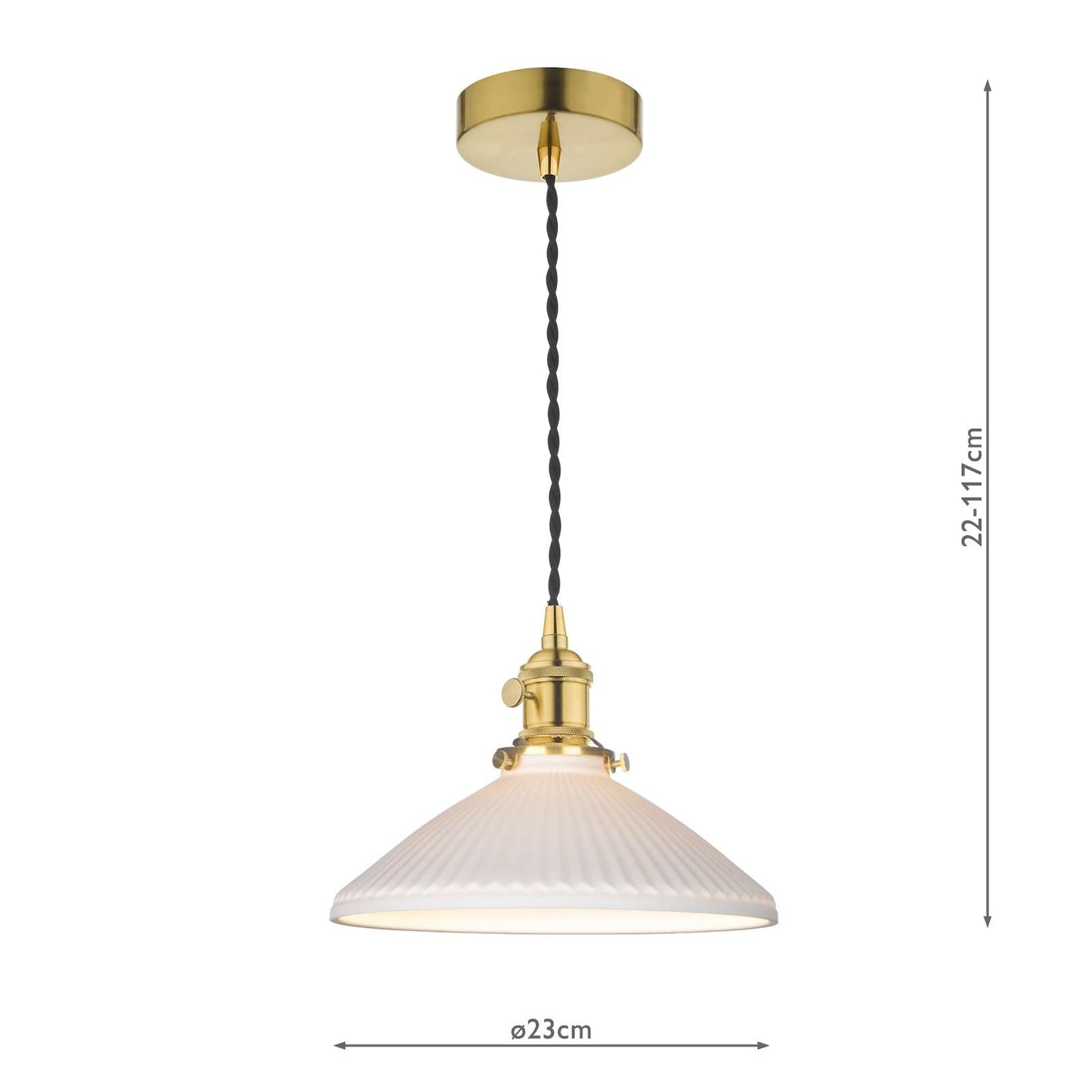 dar lighting Hadano Pendant Natural Brass & Ceramic Shallow Shade HAD0140-10