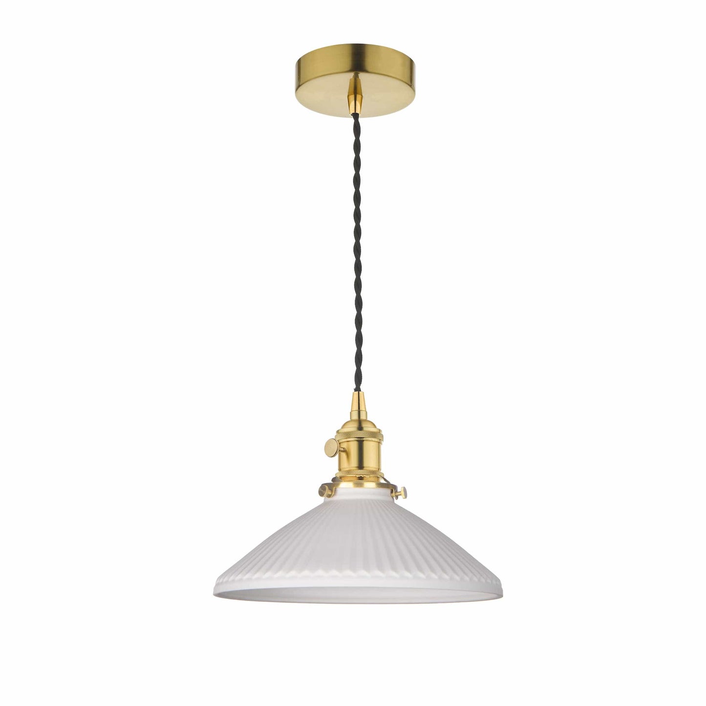 dar lighting Hadano Pendant Natural Brass & Ceramic Shallow Shade HAD0140-10