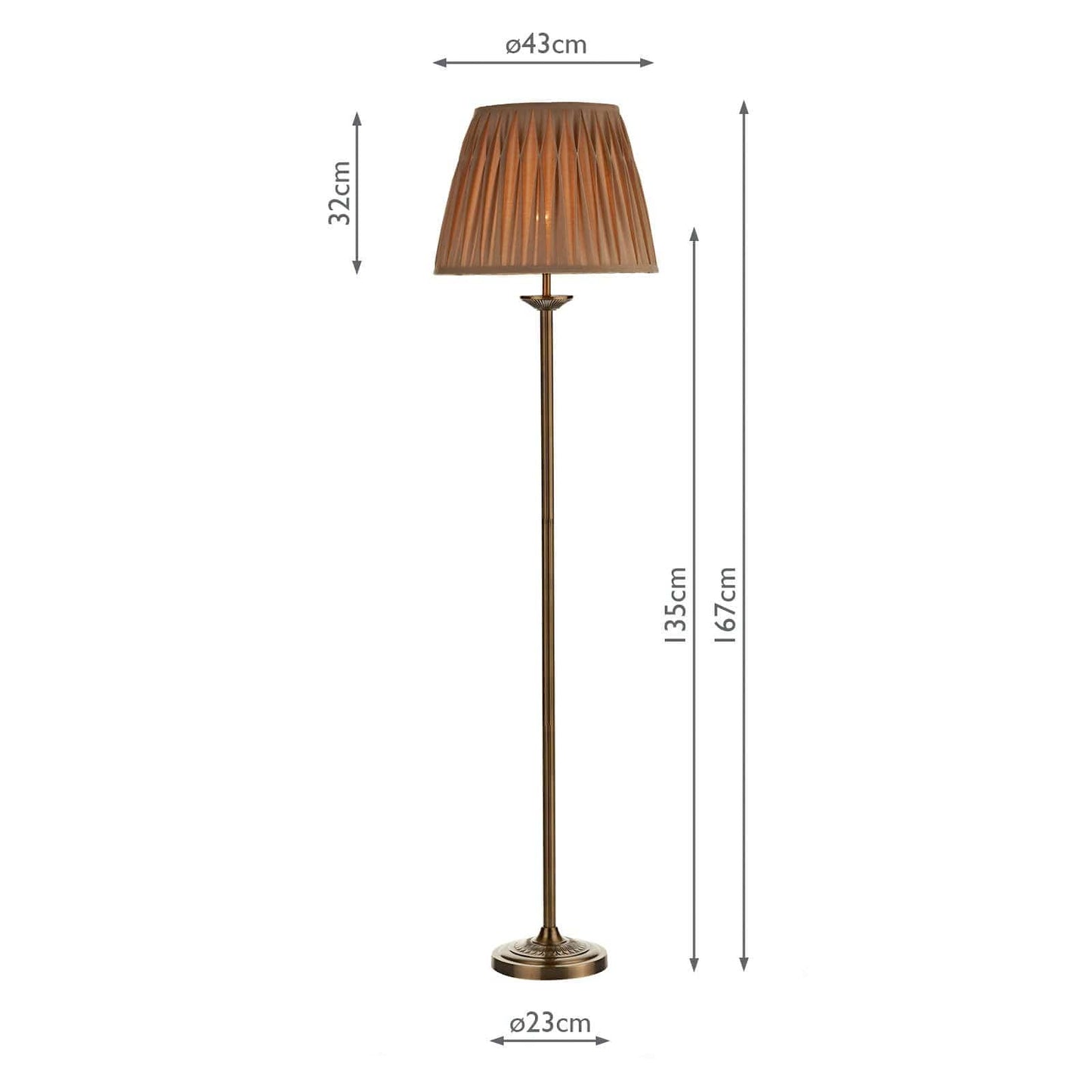dar lighting Hatton Floor Lamp Antique Brass With Shade HAT4975