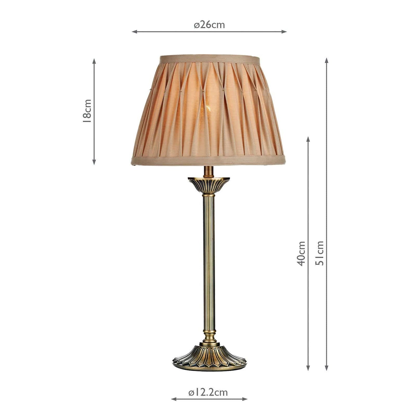 dar lighting Hatton Table Lamp Antique Brass With Shade HAT4275