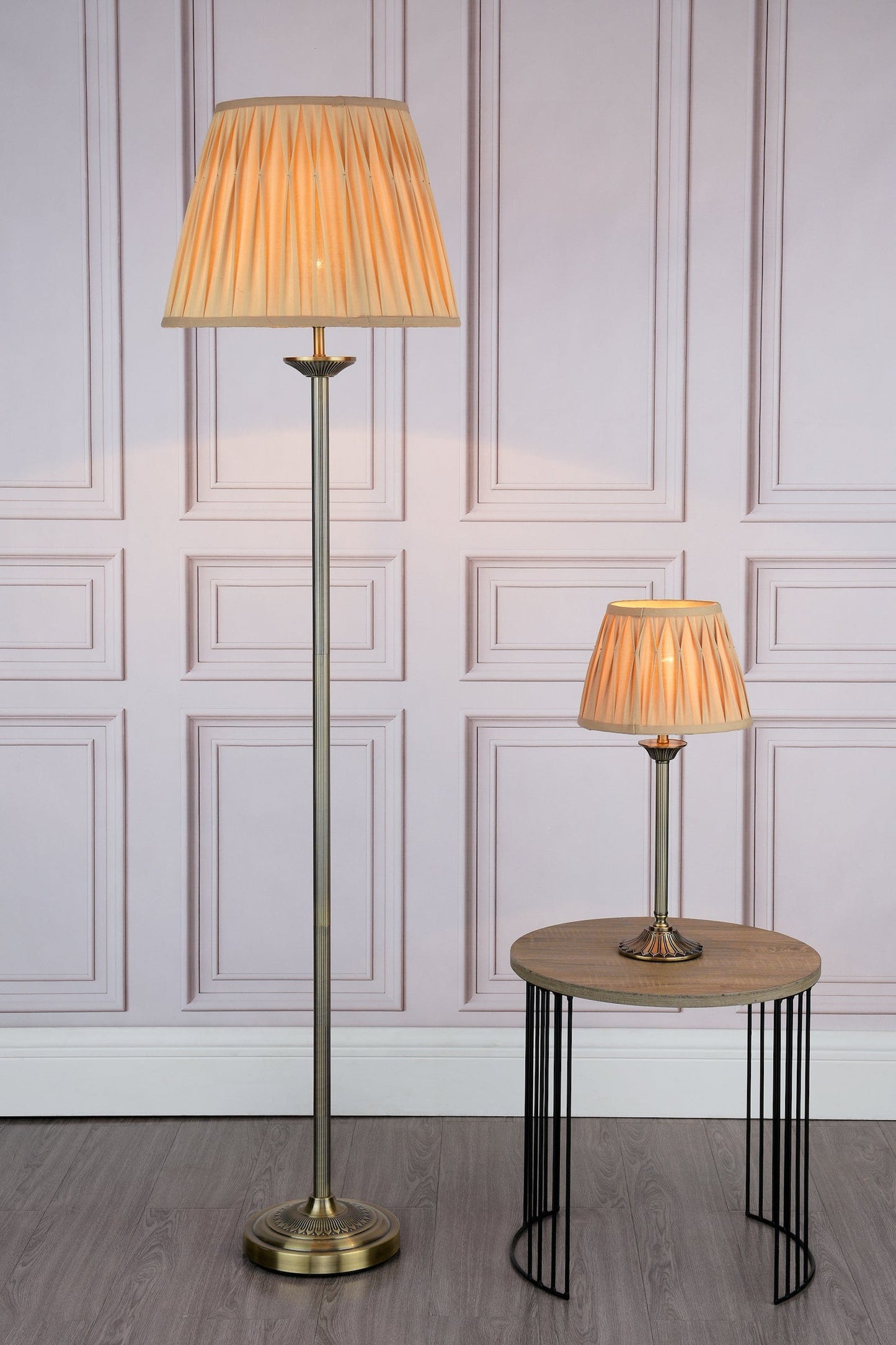 dar lighting Hatton Table Lamp Antique Brass With Shade HAT4275