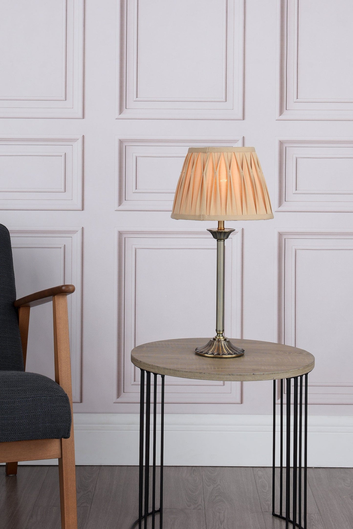 dar lighting Hatton Table Lamp Antique Brass With Shade HAT4275