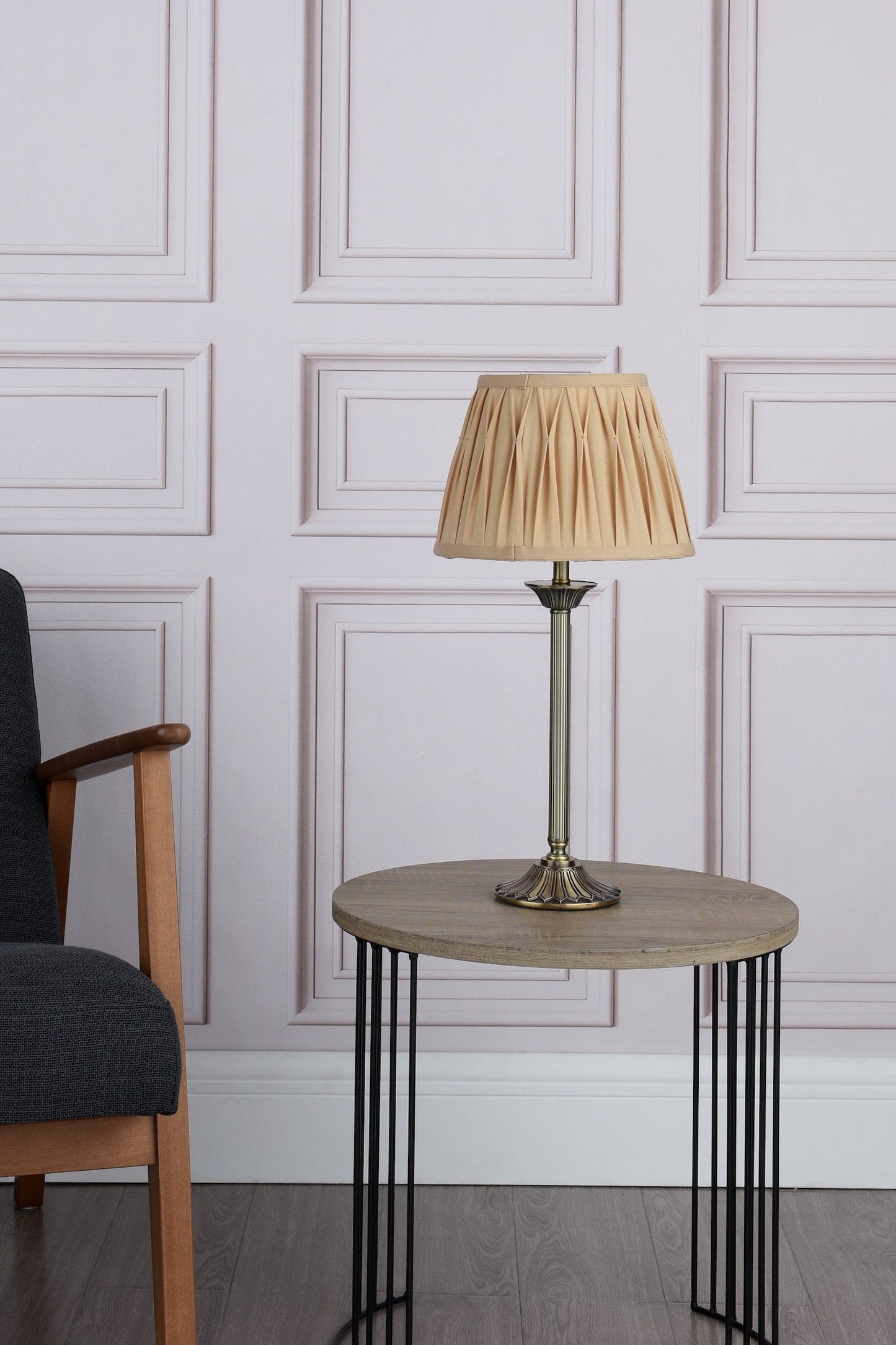 dar lighting Hatton Table Lamp Antique Brass With Shade HAT4275