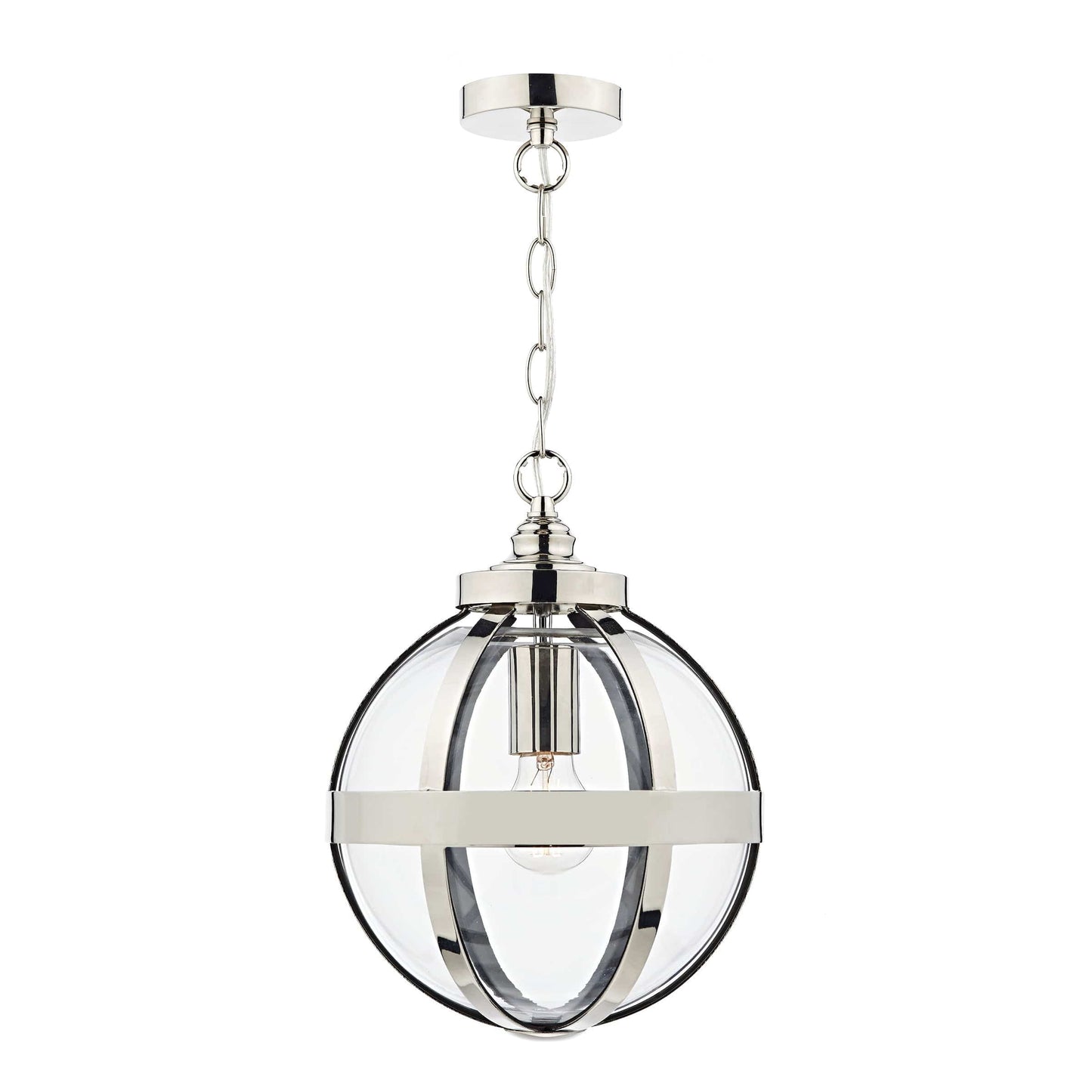 dar lighting Heath 1 Light Pendant Polished Nickel HEA0138