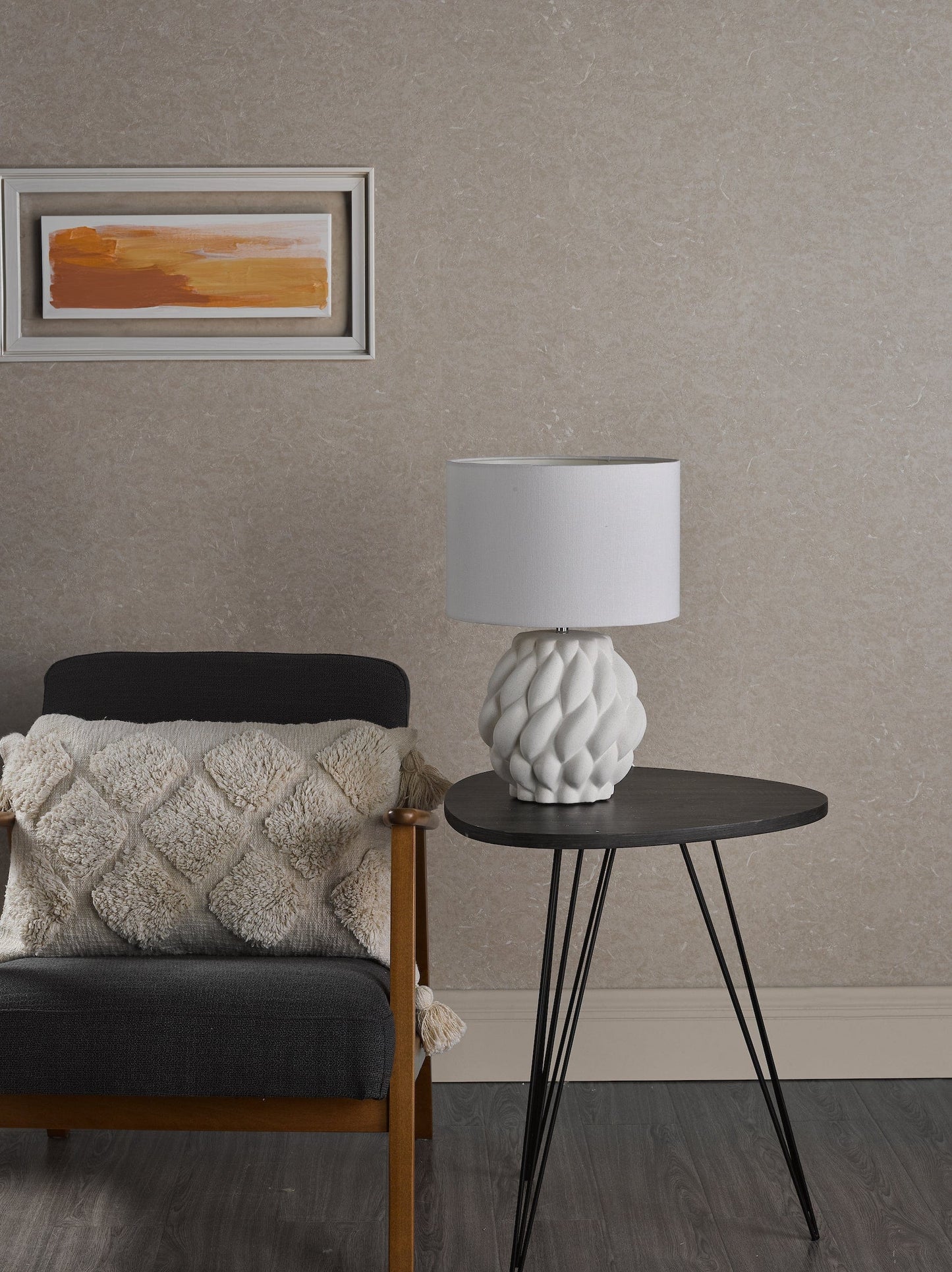 dar lighting Idonia Table Lamp White With Shade IDO422