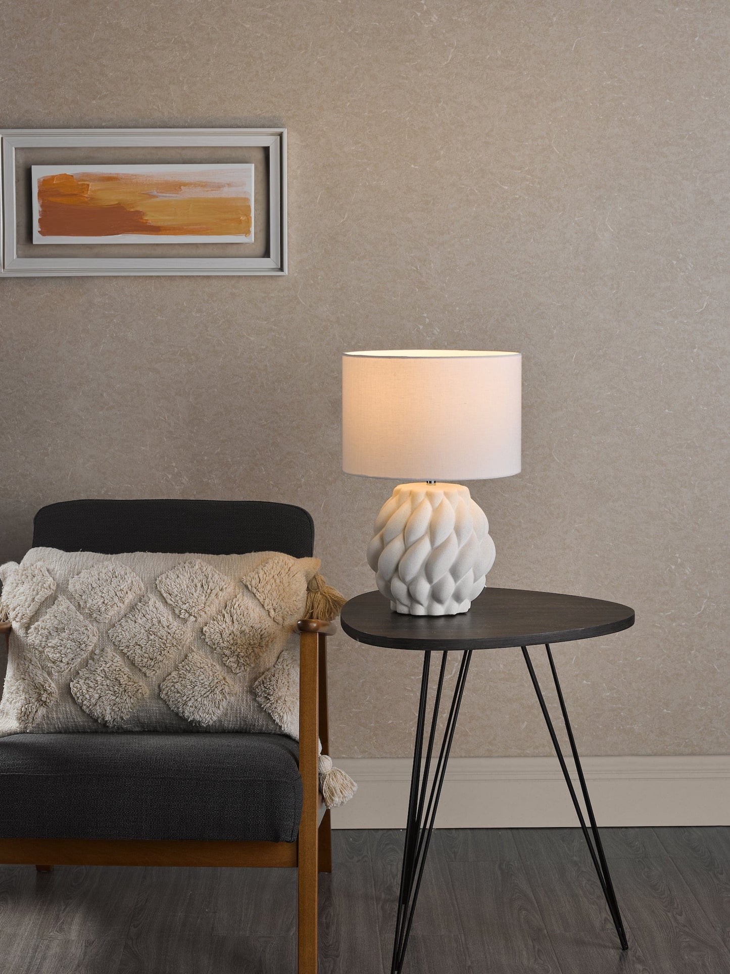 dar lighting Idonia Table Lamp White With Shade IDO422