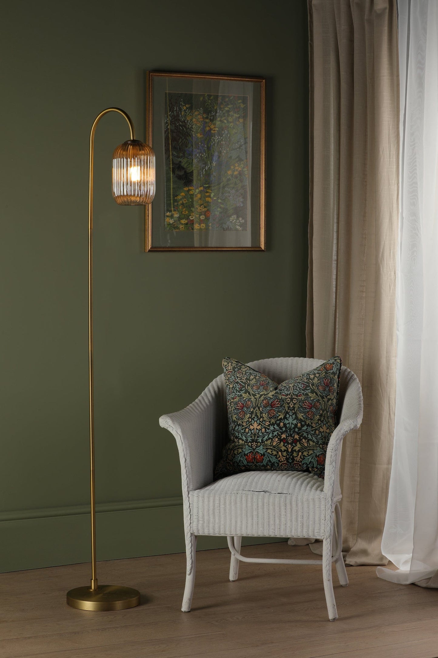 dar lighting Idra Floor Lamp Aged Bronze and Champagne Ribbed Glass IDR4963-SAW6506