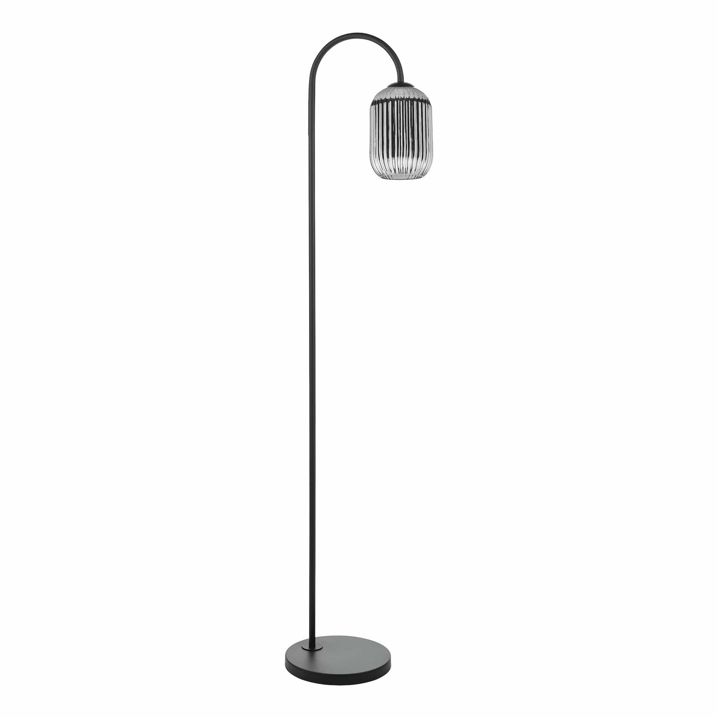 dar lighting Idra Floor Lamp Matt Black and Smoked Ribbed Glass IDR4922-SAW6510
