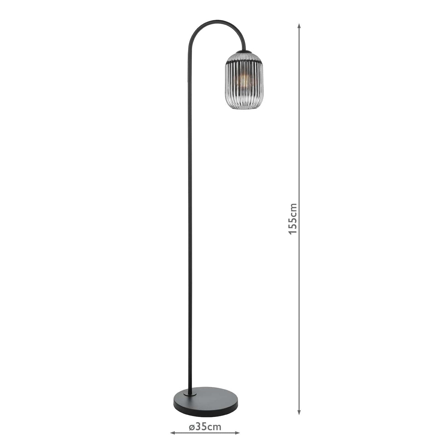 dar lighting Idra Floor Lamp Matt Black and Smoked Ribbed Glass IDR4922-SAW6510