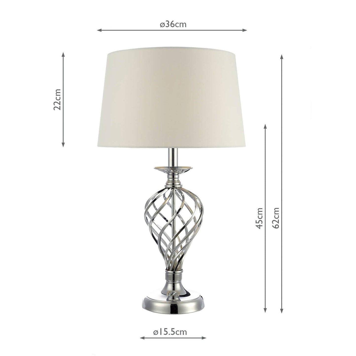 dar lighting Iffley Touch Table Lamp Polished Chrome Twist Cage Base With Shade - Large IFF4350