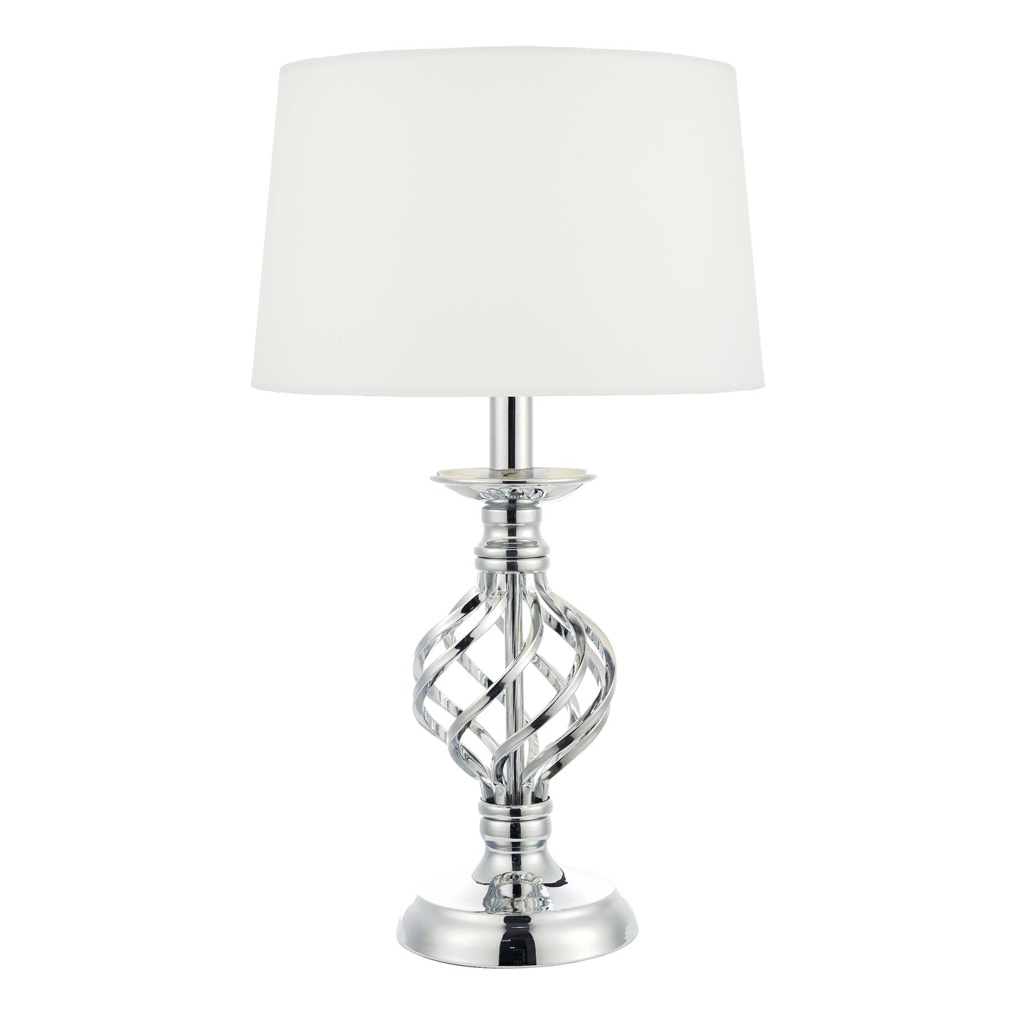 dar lighting Iffley Touch Table Lamp Polished Chrome Twist Cage Base With Shade - Small IFF4150