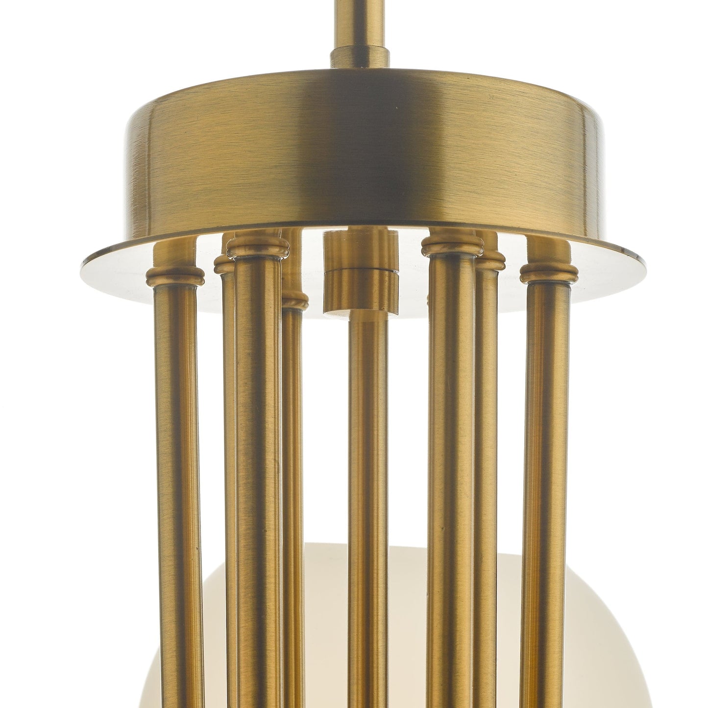 dar lighting Indra Opal Glass Globe 9 Light Pendant Natural Brass IND1335