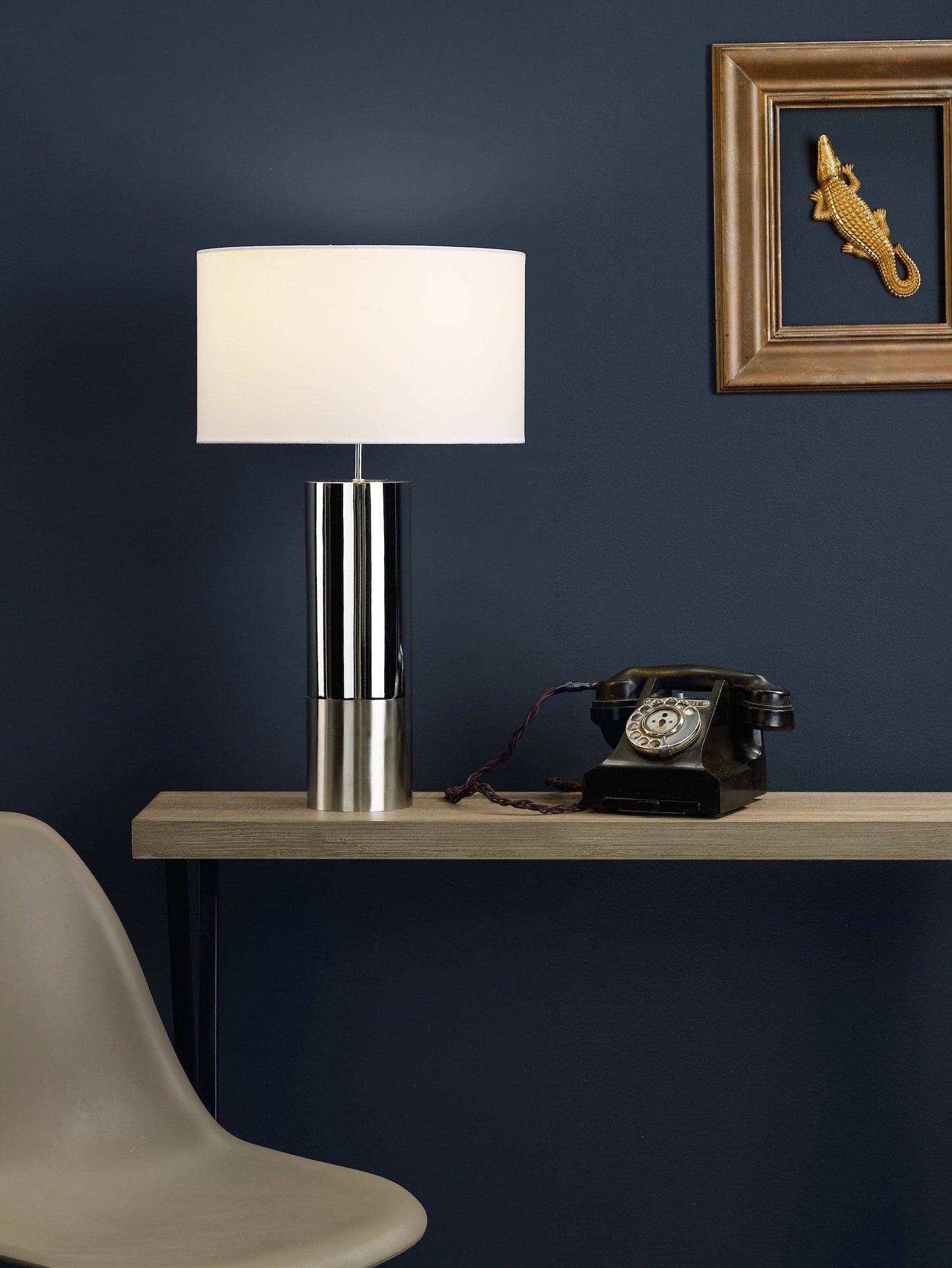 dar lighting Ingleby Table Lamp Polished Chrome And Brushed Chrome With Shade ING4250