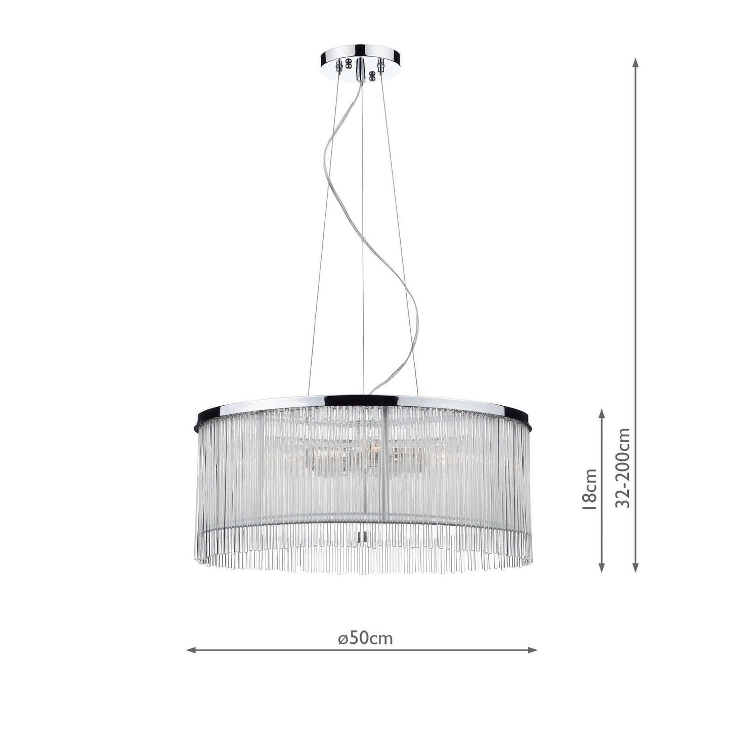 dar lighting Japan 3 Light Pendant Polished Chrome Glass JAP032