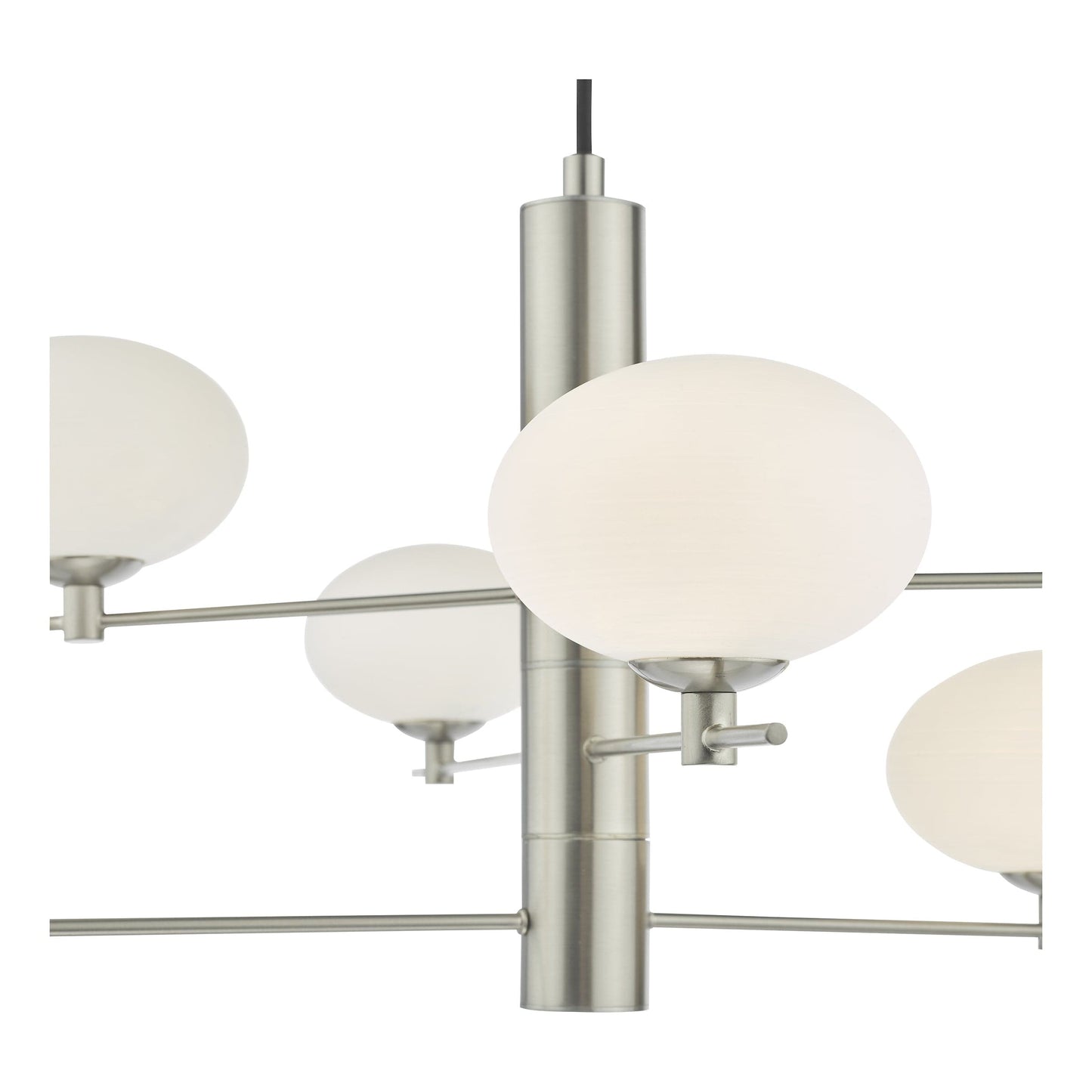 dar lighting Jasper 6 Light Pendant Satin Nickel and Opal Glass JAS0646
