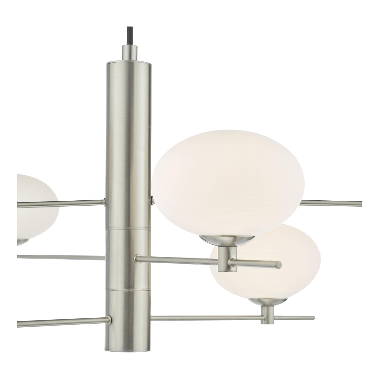 dar lighting Jasper 6 Light Pendant Satin Nickel and Opal Glass JAS0646
