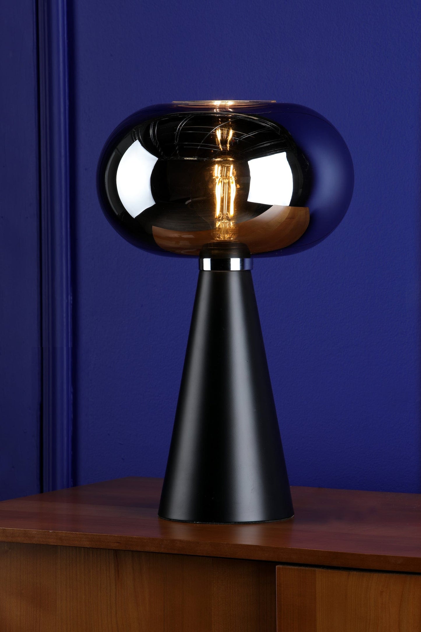 dar lighting Jensen Table Lamp Smoked Glass Satin Black JEN4222