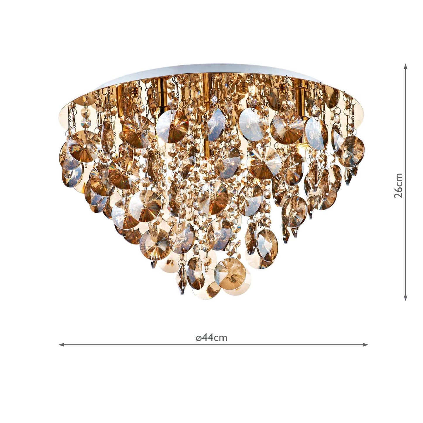 dar lighting Jester 5 Light Flush Gold complete with Amber Droppers JES5440