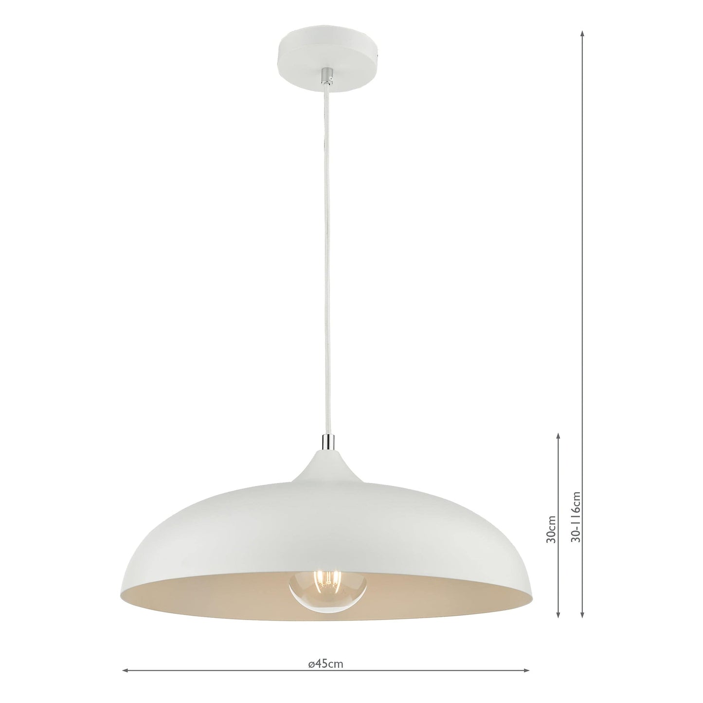 dar lighting Kaelan 1 Light Single Pendant White KAE012