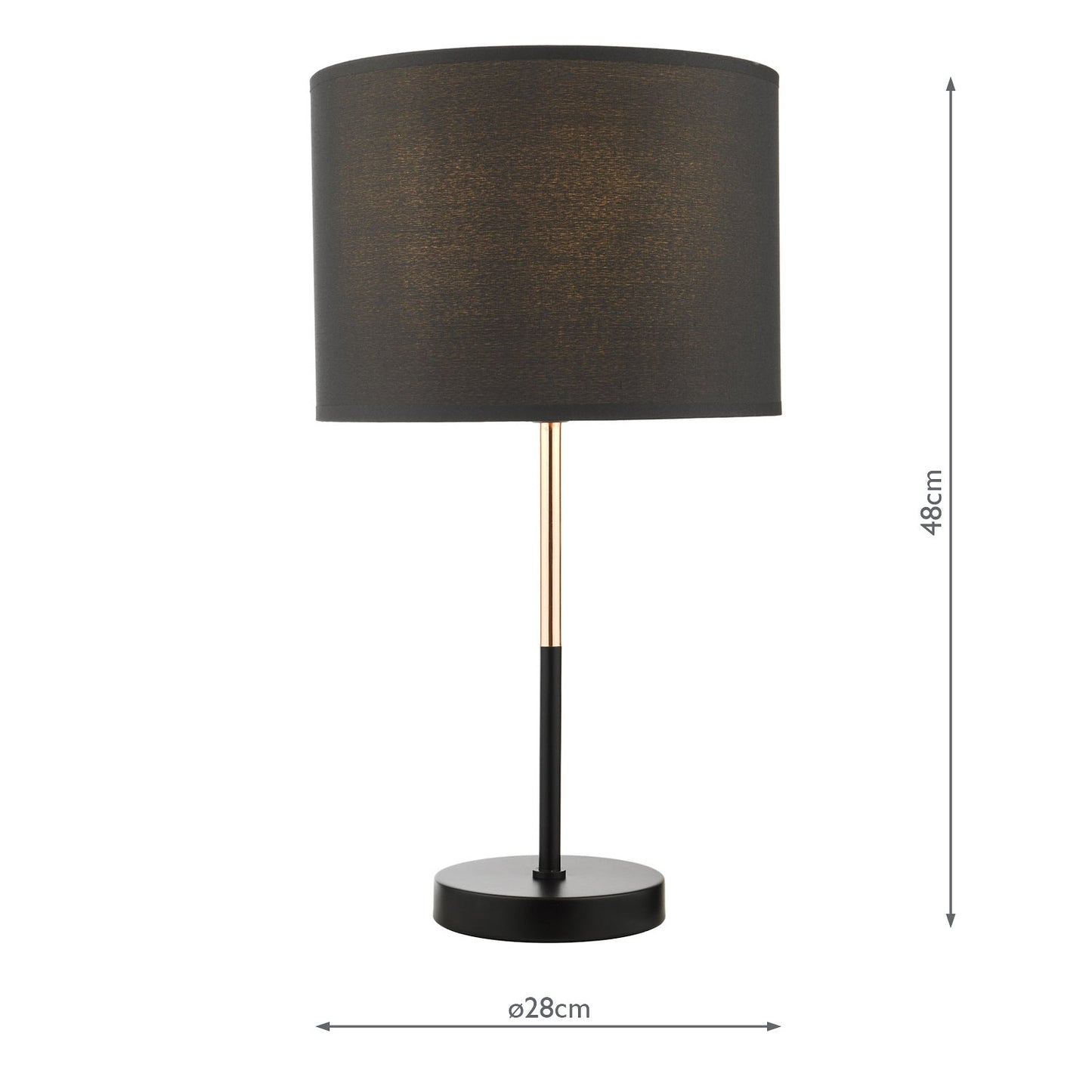 dar lighting Kelso Table Lamp Matt Black Polished Copper With Shade KEL4264