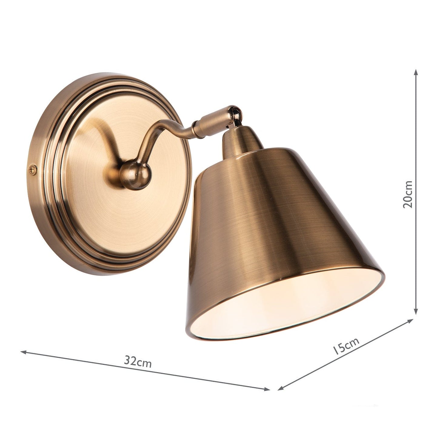 dar lighting Kempten Single Wall Spotlight Antique Brass KEM0775