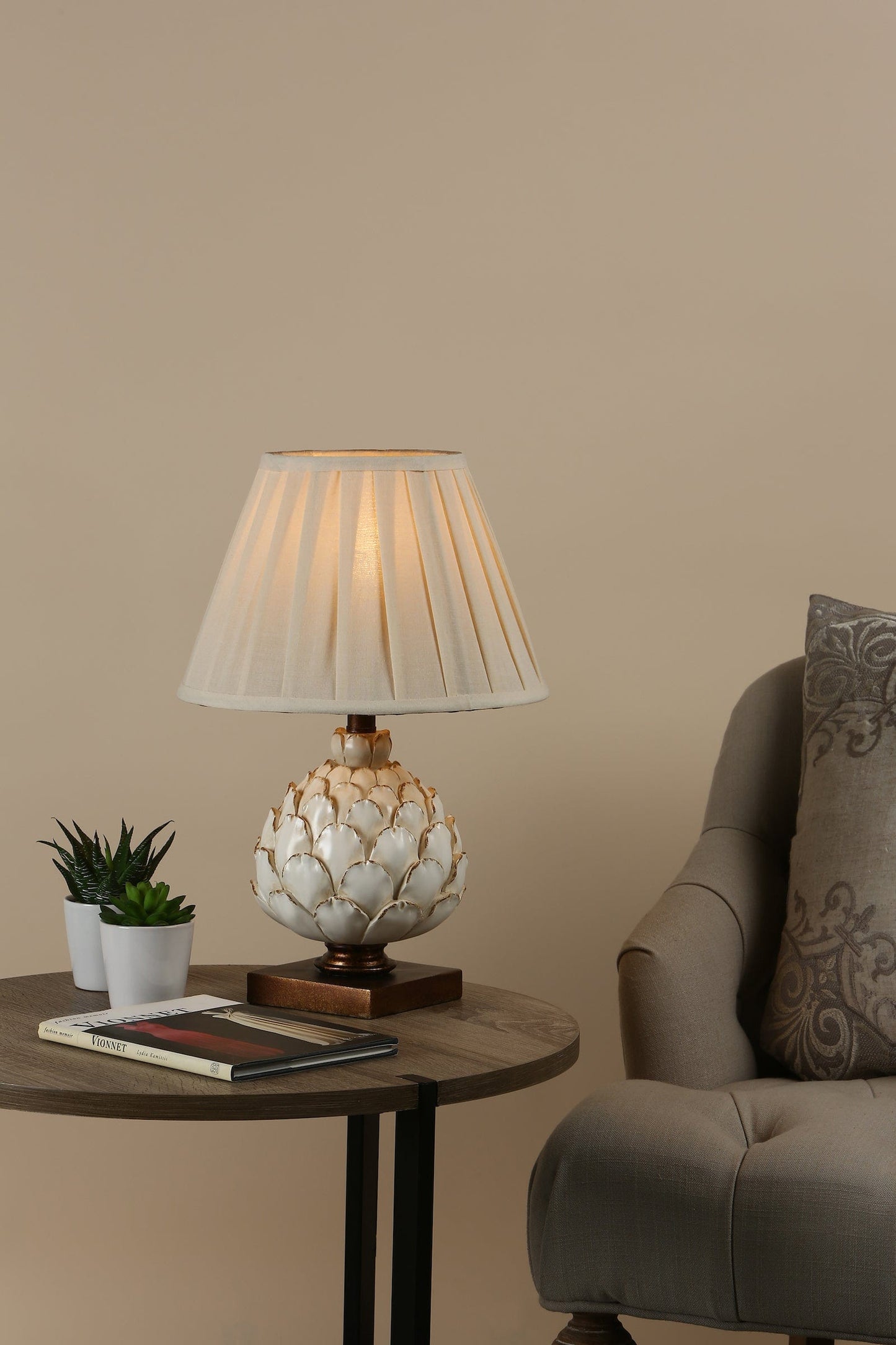 dar lighting Layer Small Table Lamp Cream With Shade LAY4133-X