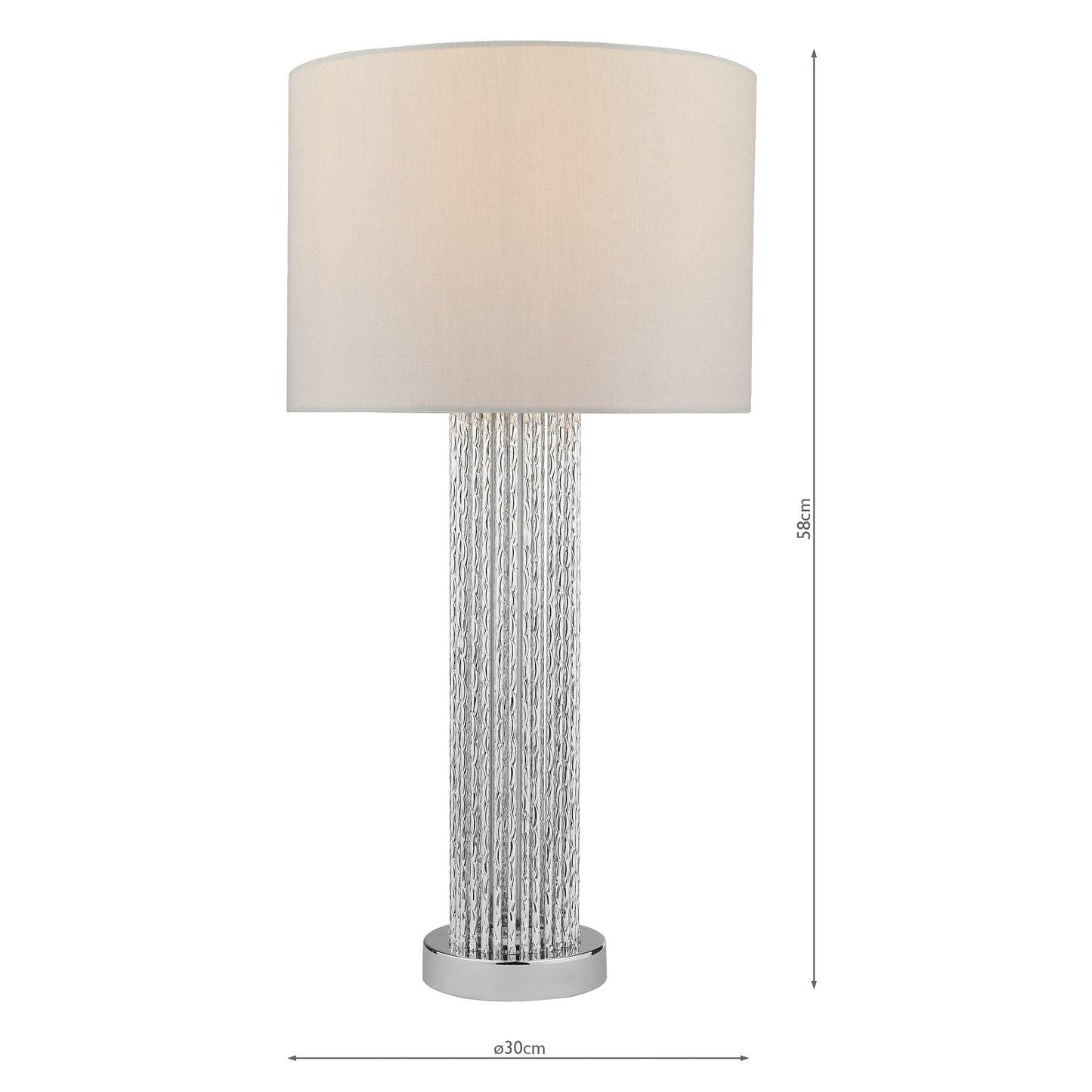 dar lighting Lazio Table Lamp Polished Chrome Silver Rod With Faux Silk Shade LAZ4239