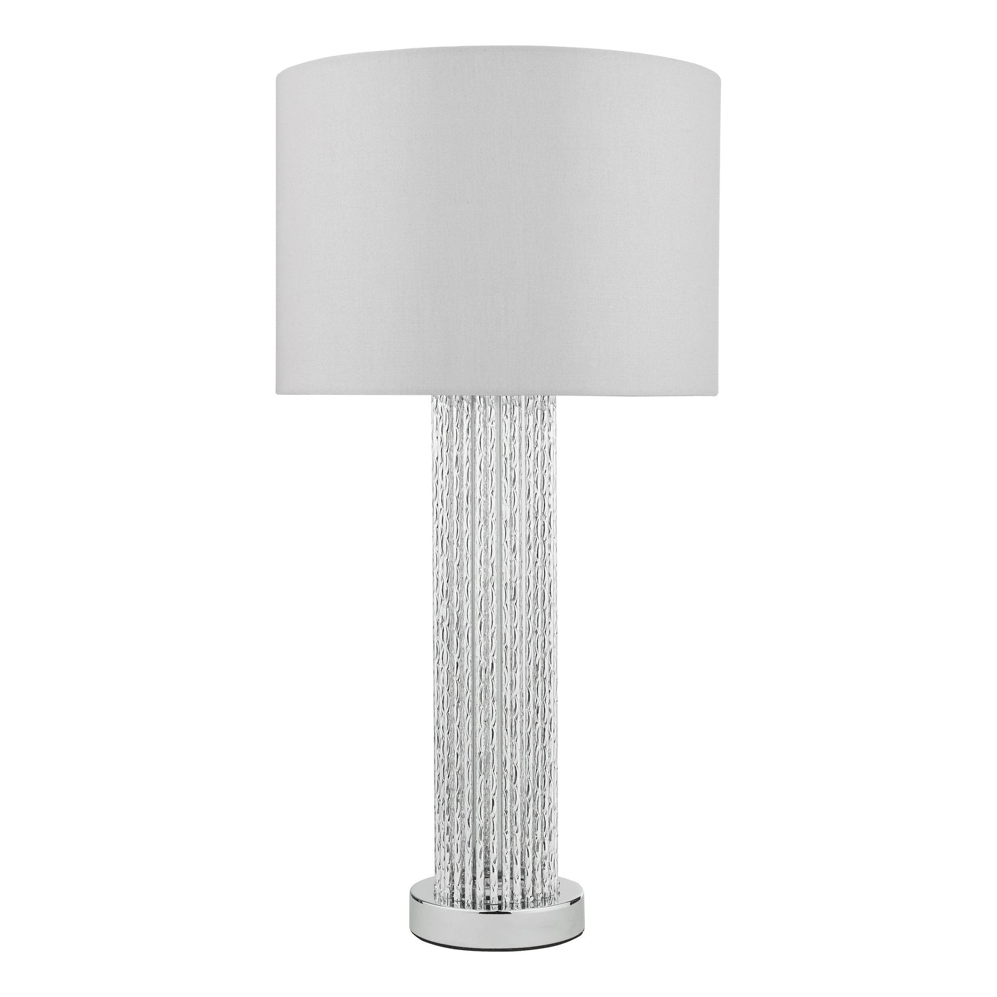 dar lighting Lazio Table Lamp Polished Chrome Silver Rod With Faux Silk Shade LAZ4239