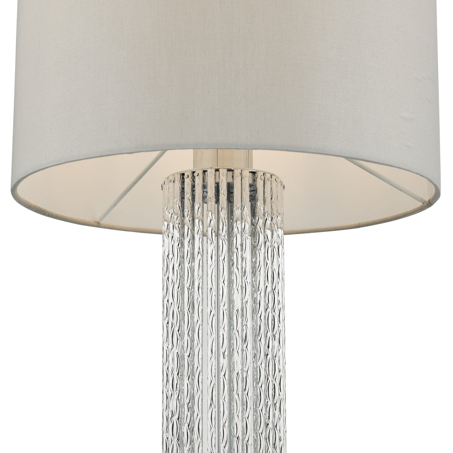 dar lighting Lazio Table Lamp Polished Chrome Silver Rod With Faux Silk Shade LAZ4239