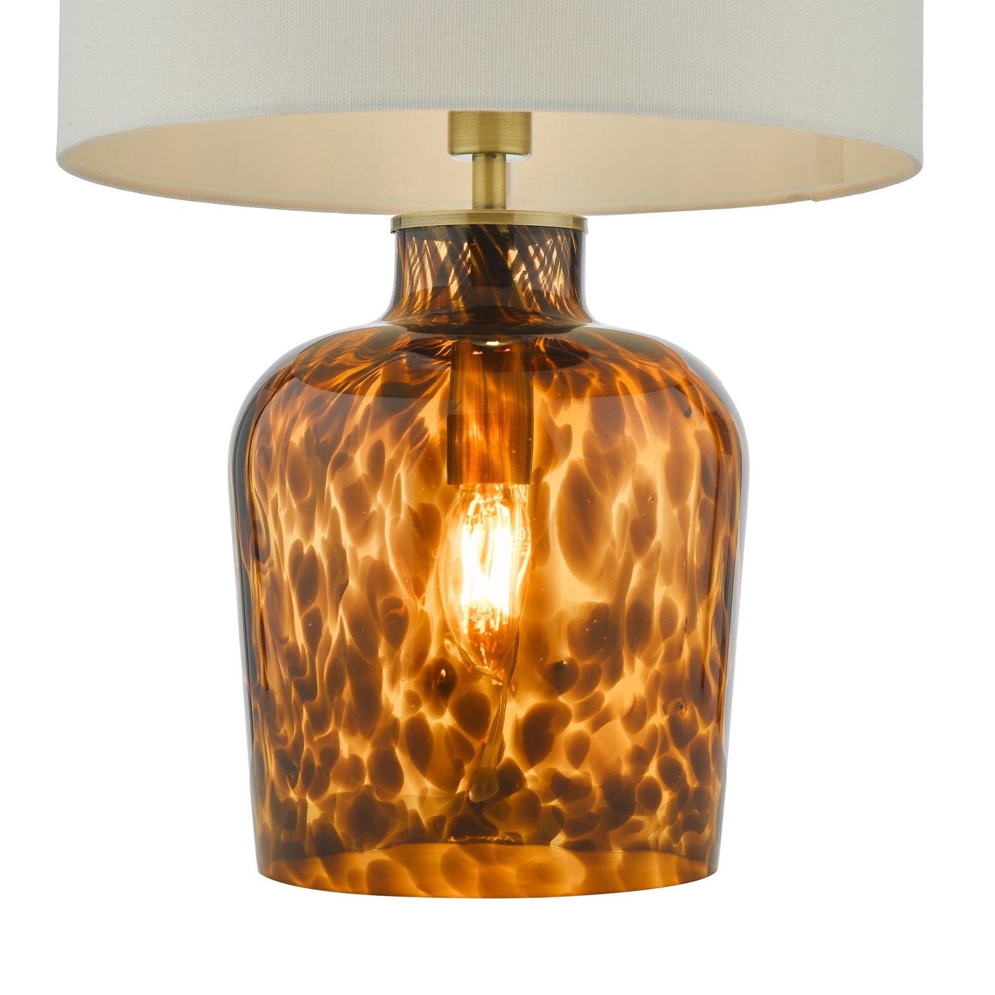 dar lighting Leandra Dual Light Table Lamp Tortoiseshell Glass With Shade LEA4206