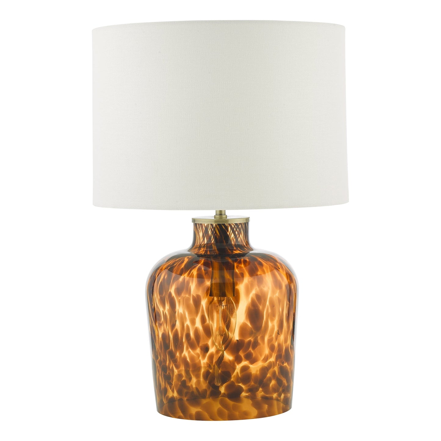 dar lighting Leandra Dual Light Table Lamp Tortoiseshell Glass With Shade LEA4206