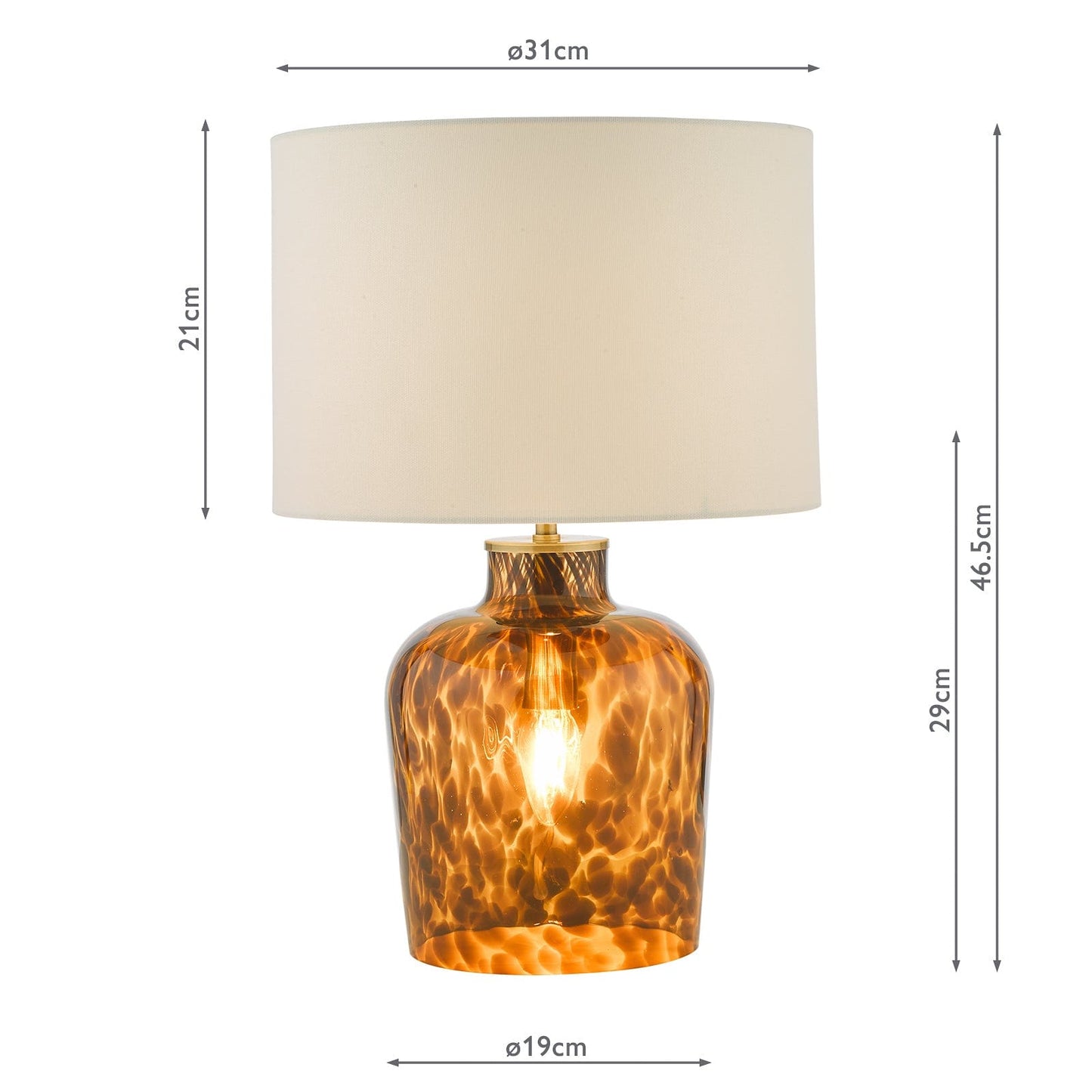 dar lighting Leandra Dual Light Table Lamp Tortoiseshell Glass With Shade LEA4206