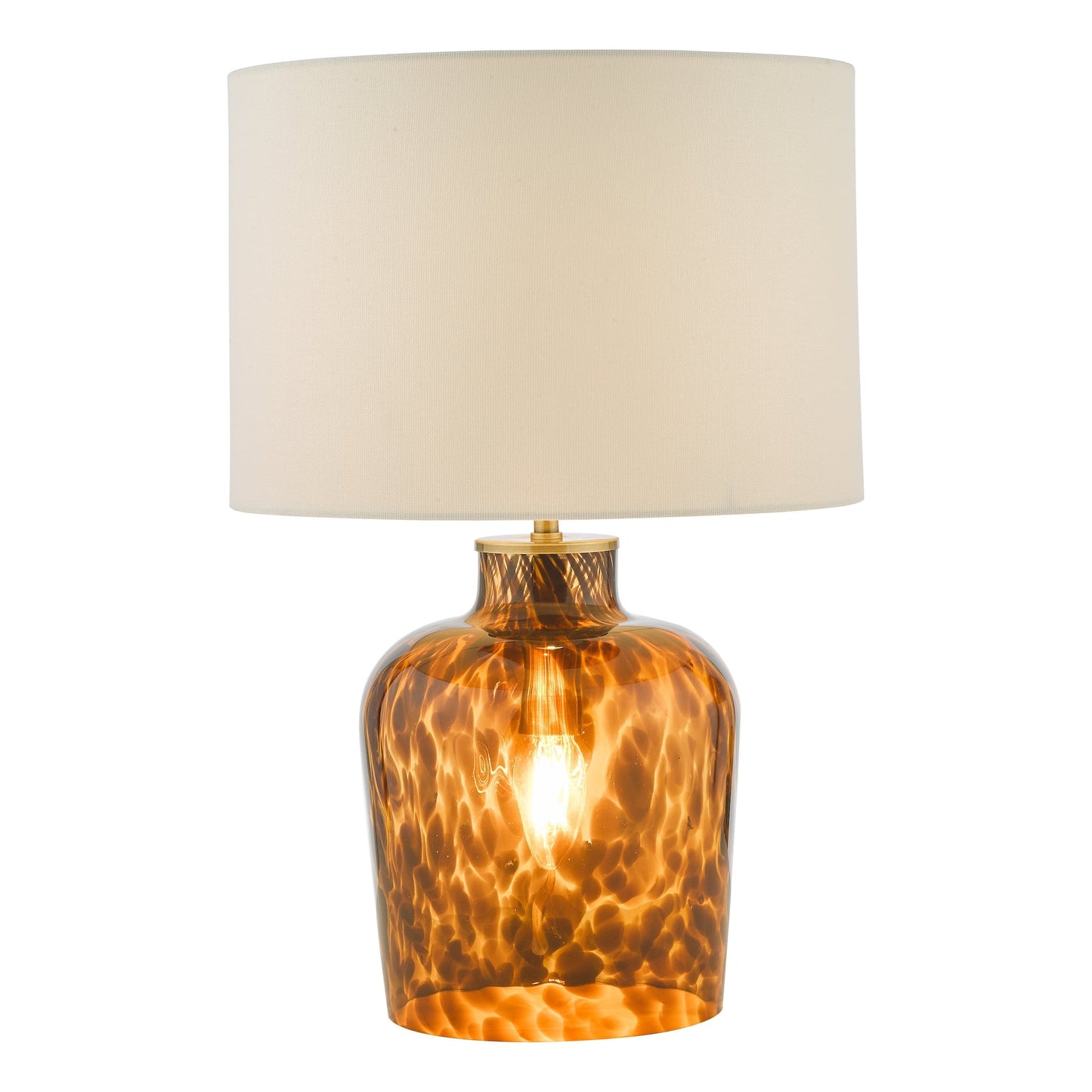 dar lighting Leandra Dual Light Table Lamp Tortoiseshell Glass With Shade LEA4206