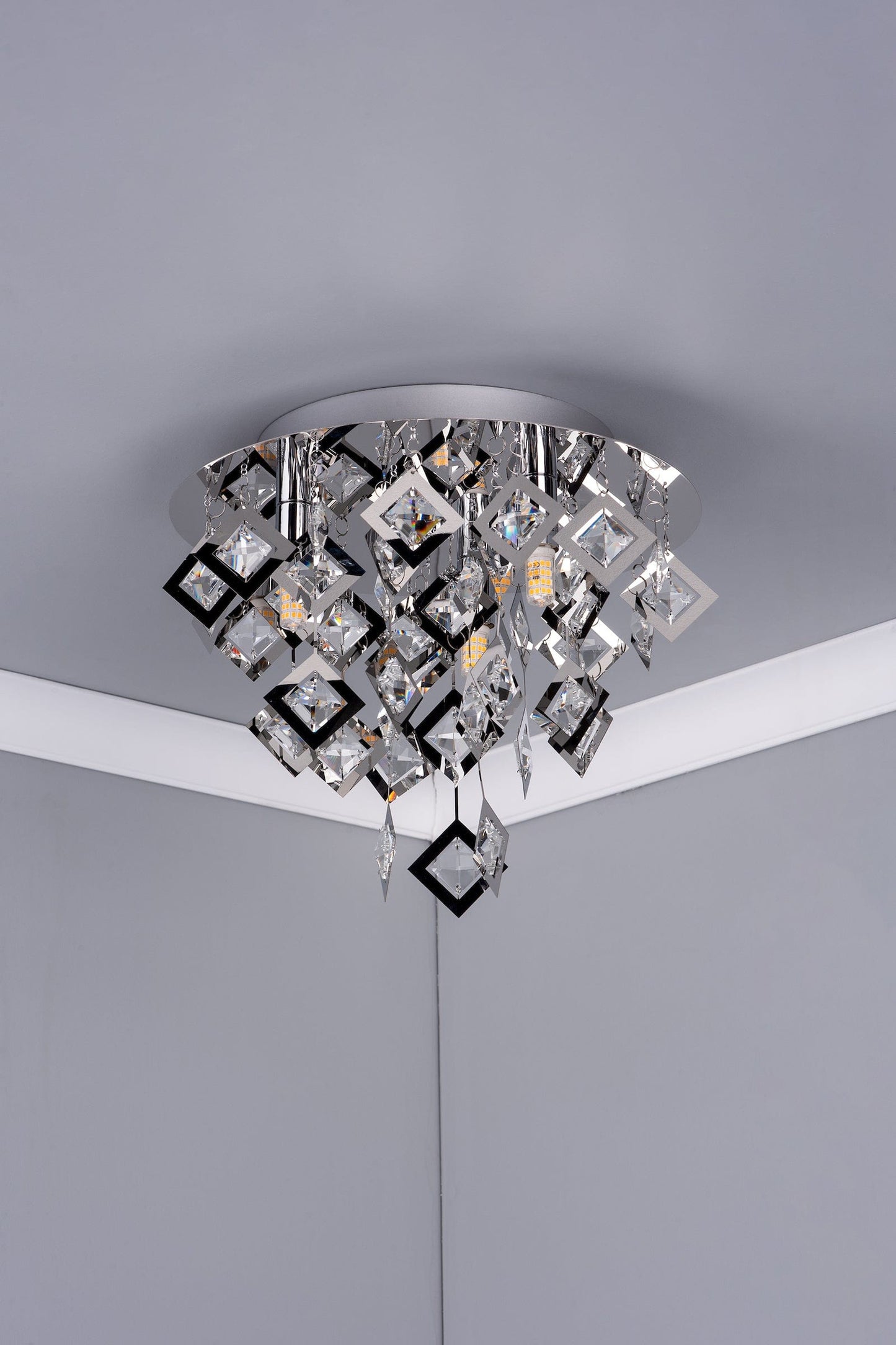 dar lighting Leon 3 Light Flush Polished Chrome & Clear Glass LEO5250